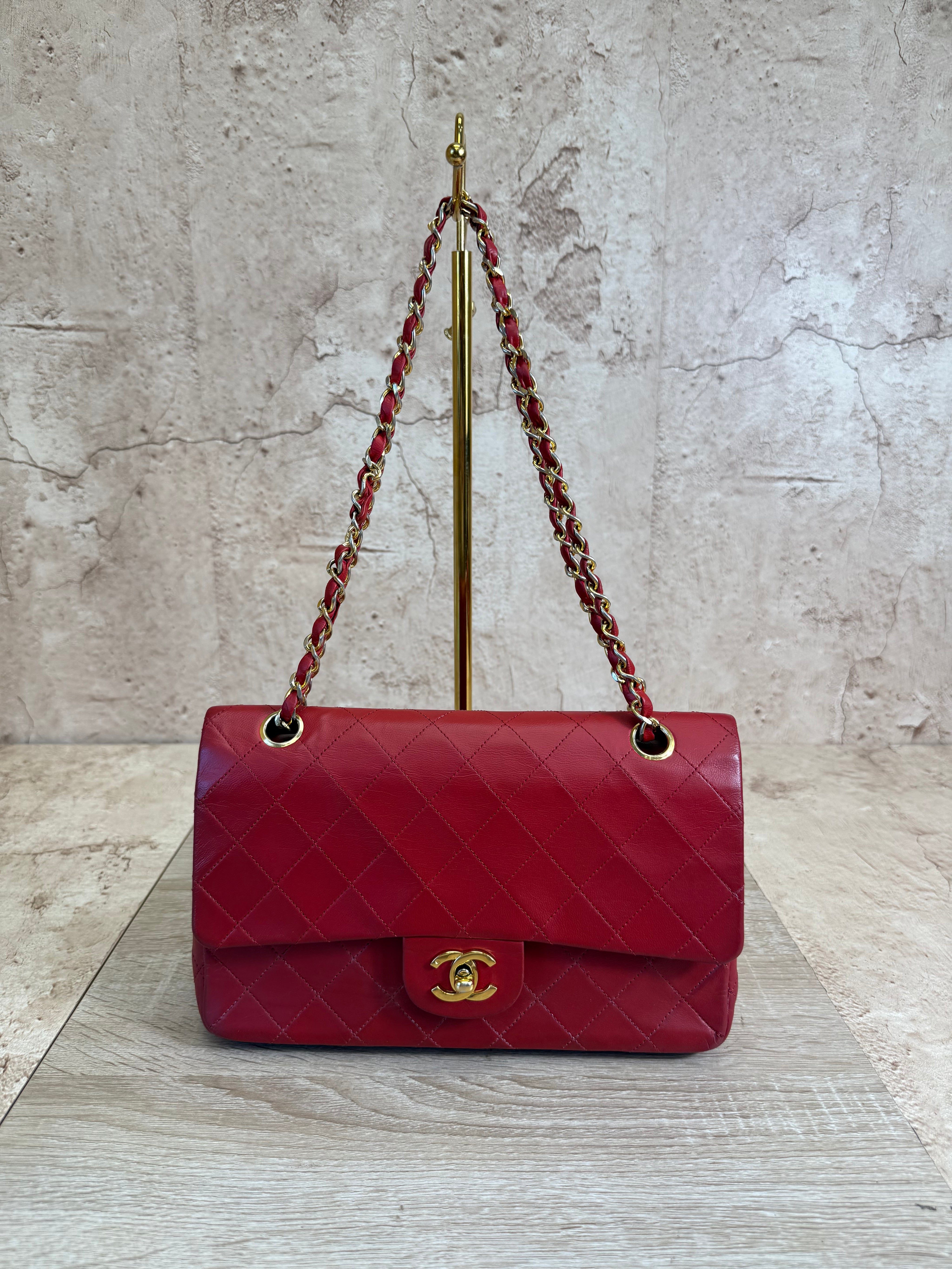 Chanel Red Calfskin Quilted Medium Double Flap Bag