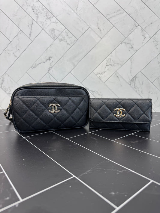 Chanel Black Cavier Quilted Waist Bag