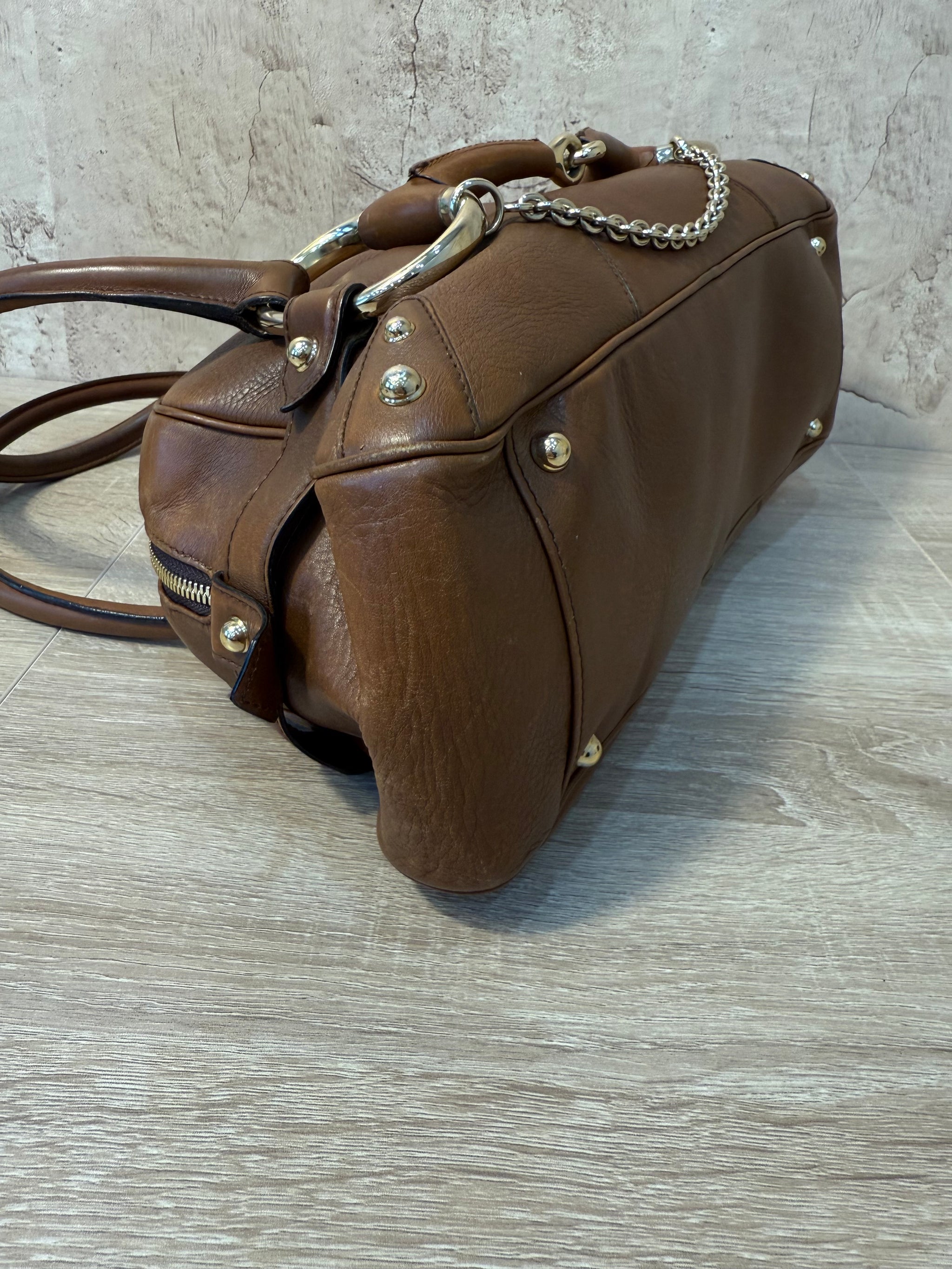 Gucci Brown Leather Horsebit Shoulder Bag