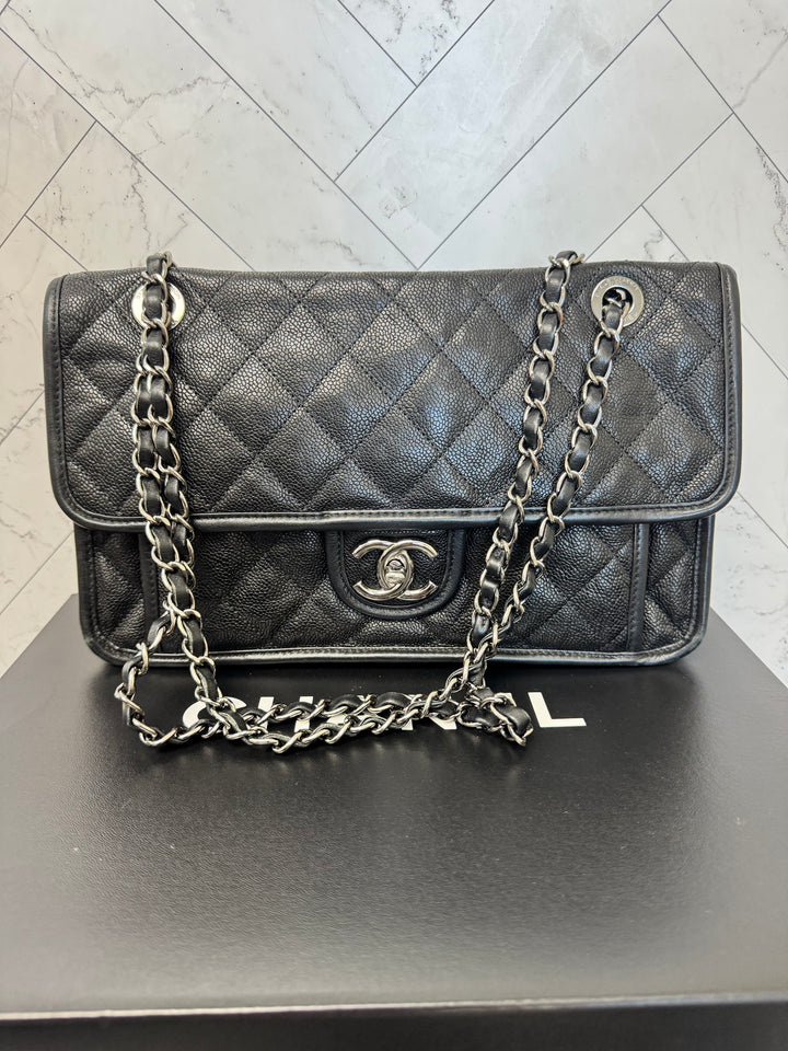 Chanel Black Caviar Riviera Flap Bag