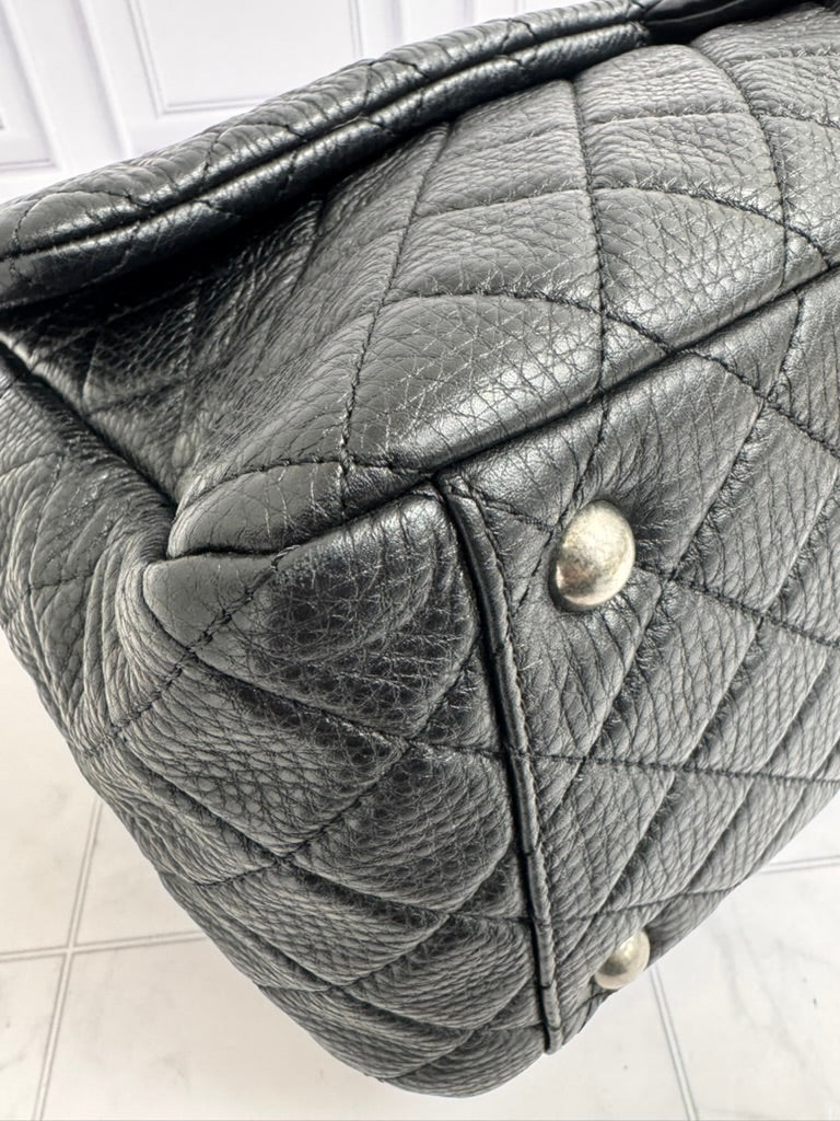 Chanel Black Diamond Quilted Grained Leather Airlines XXL Travel Flap Bag