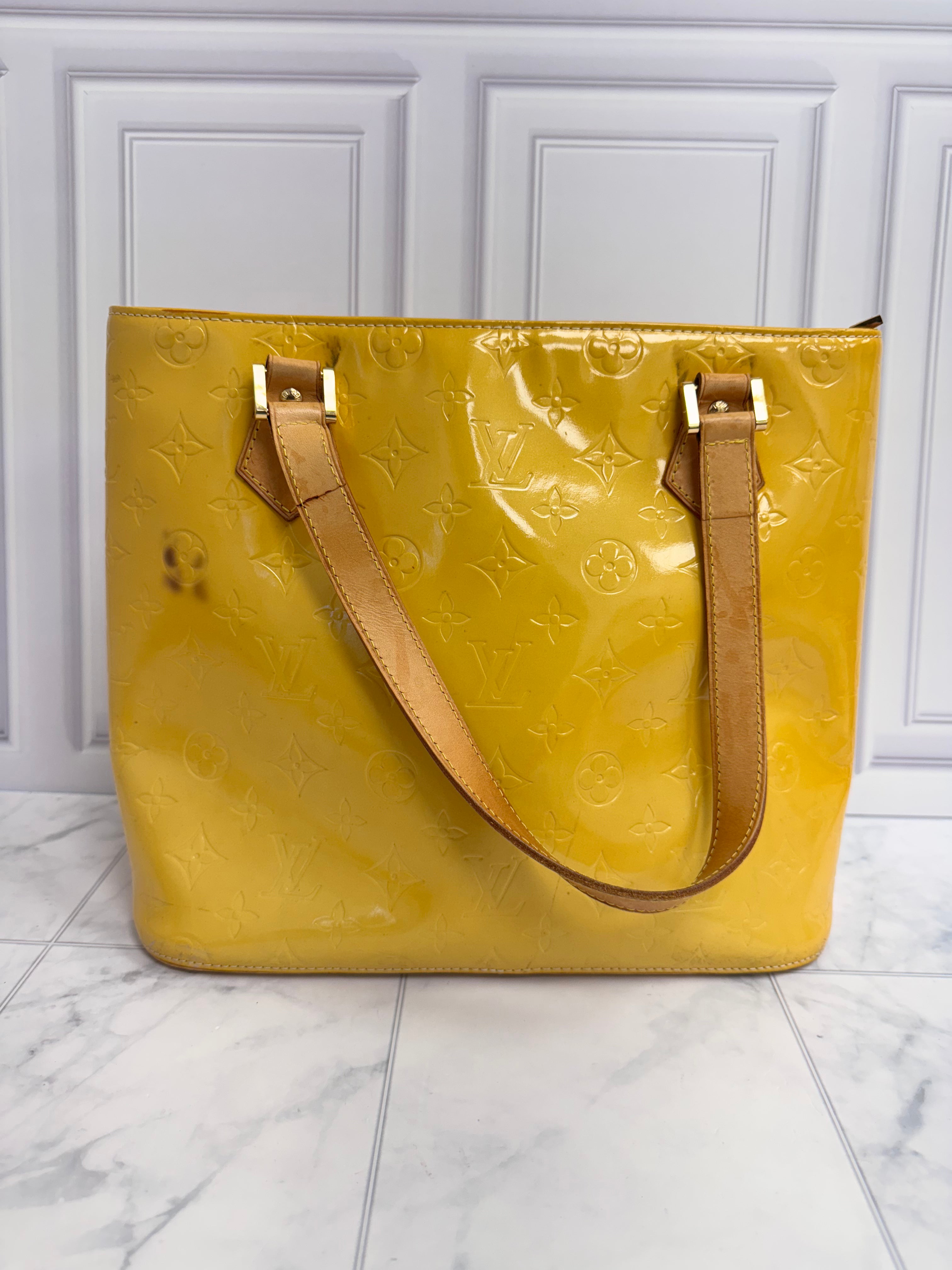 Louis Vuitton Yellow Monogram Vernis Houston Tote Bag
