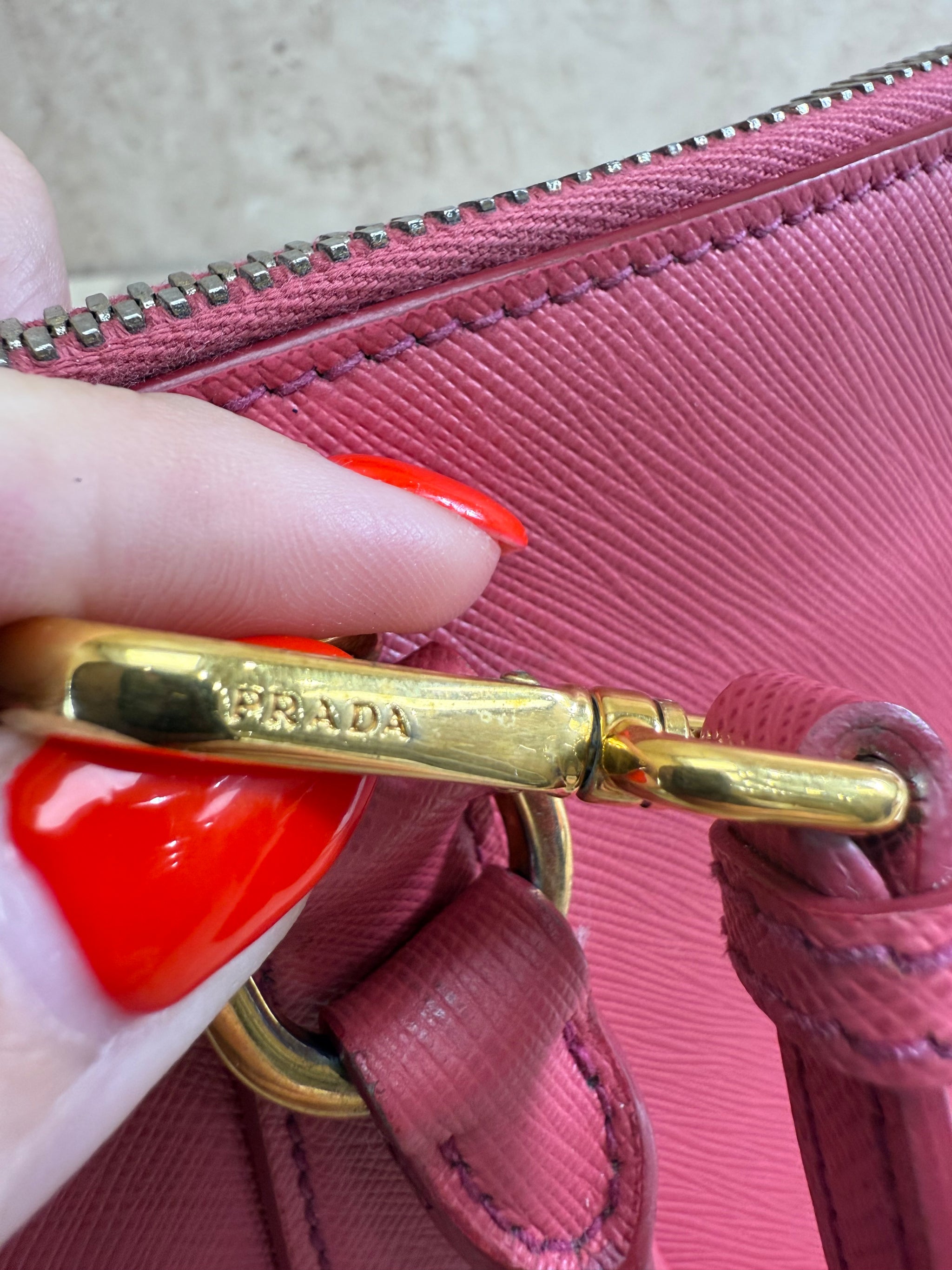 Prada Pink Saffiano Leather Dome 2way Bag