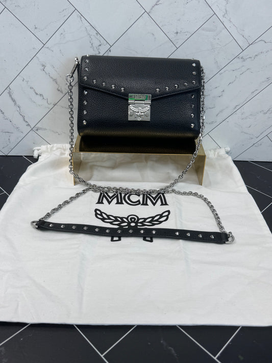 MCM Black Studded Chain Crossbody Bag