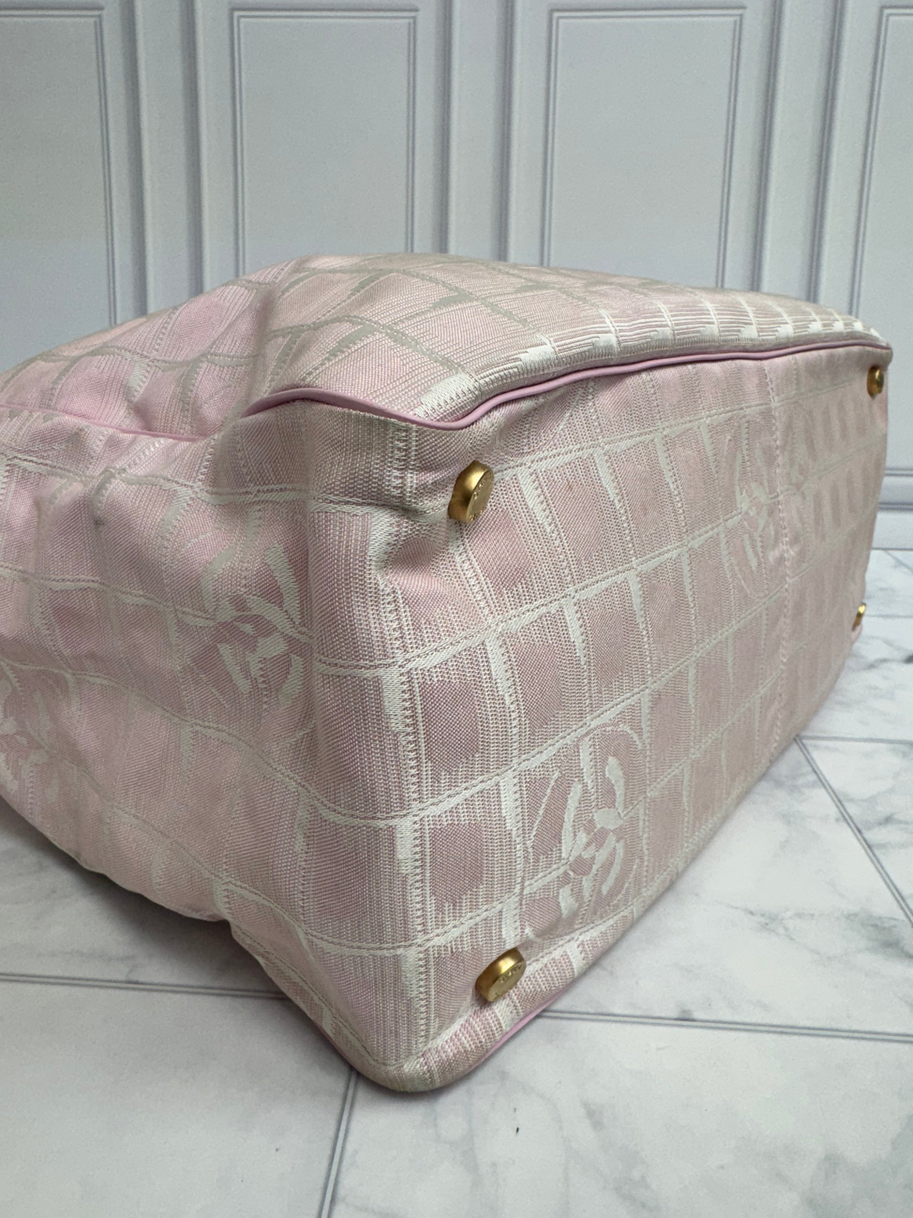 Chanel Pink Nylon Travel Line Tote Bag