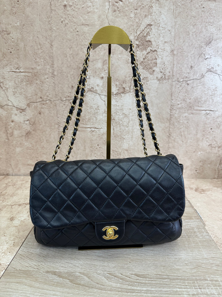 Chanel Black Lambskin Large Single Flap Bag