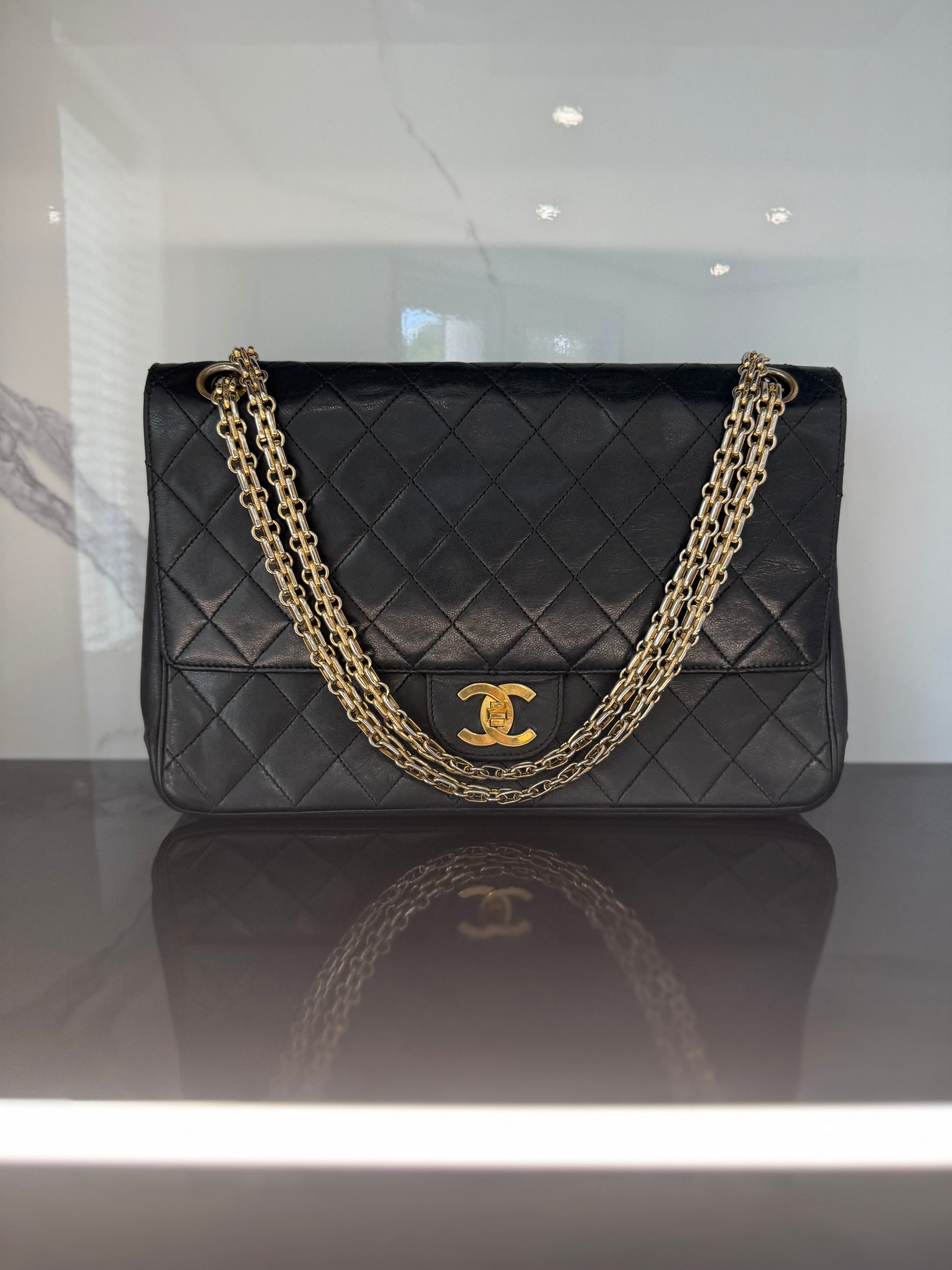 Chanel Black Quilted Calfskin Bijoux Double Flap Bag