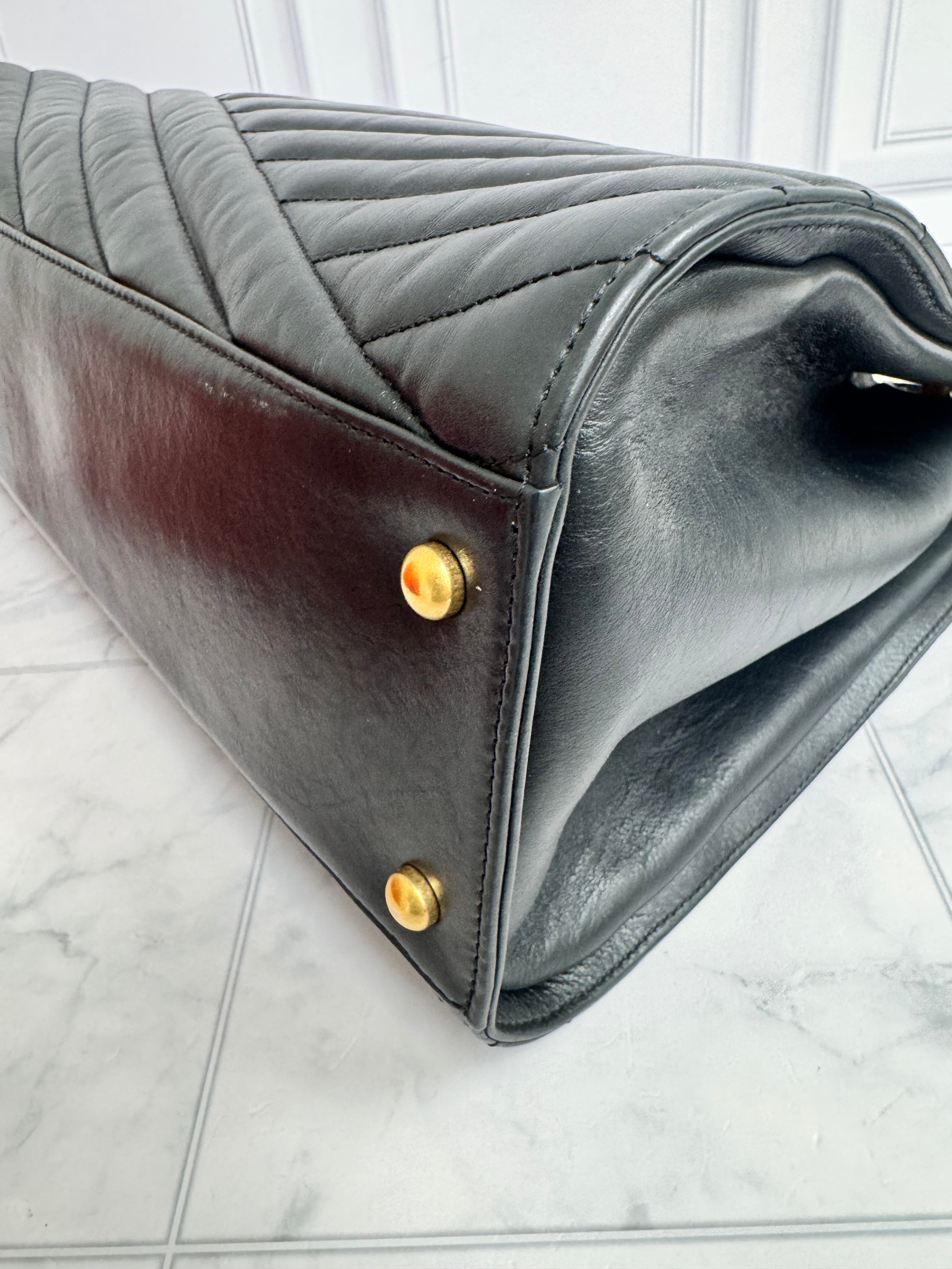 Chanel Black Quilted Leather Gabrielle Tote Bag