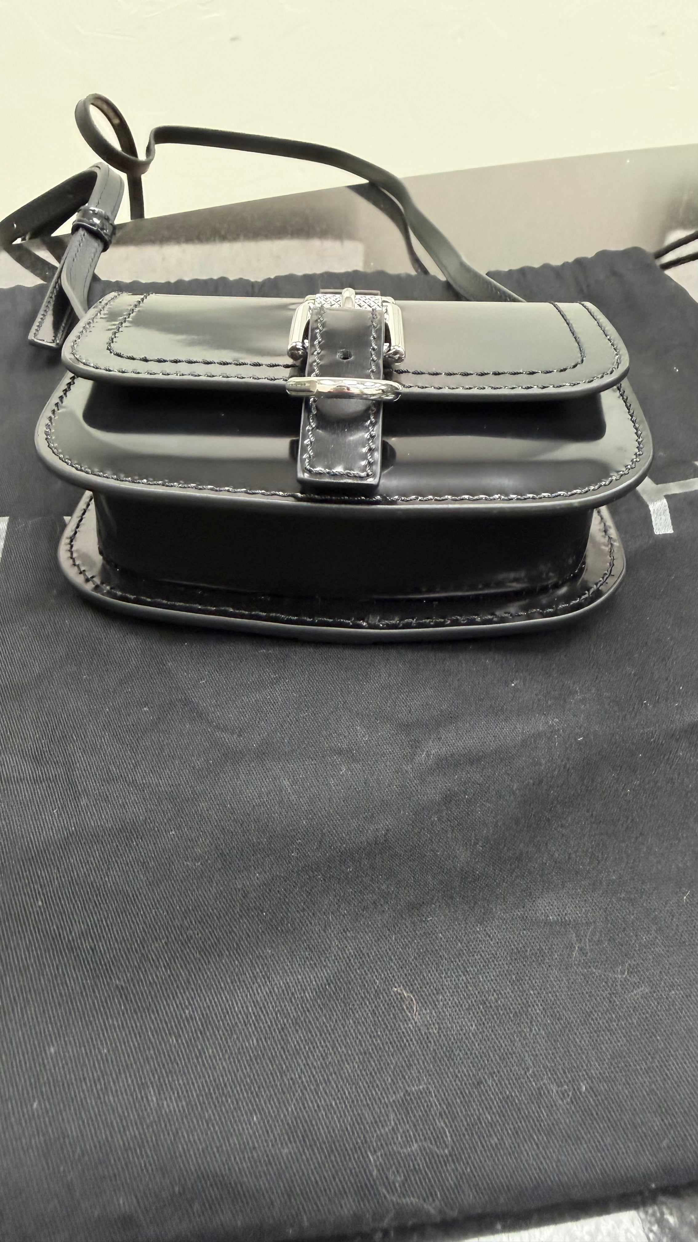LIKE NEW- Givenchy Black Patent Leather Voyou Neck Crossbody Bag