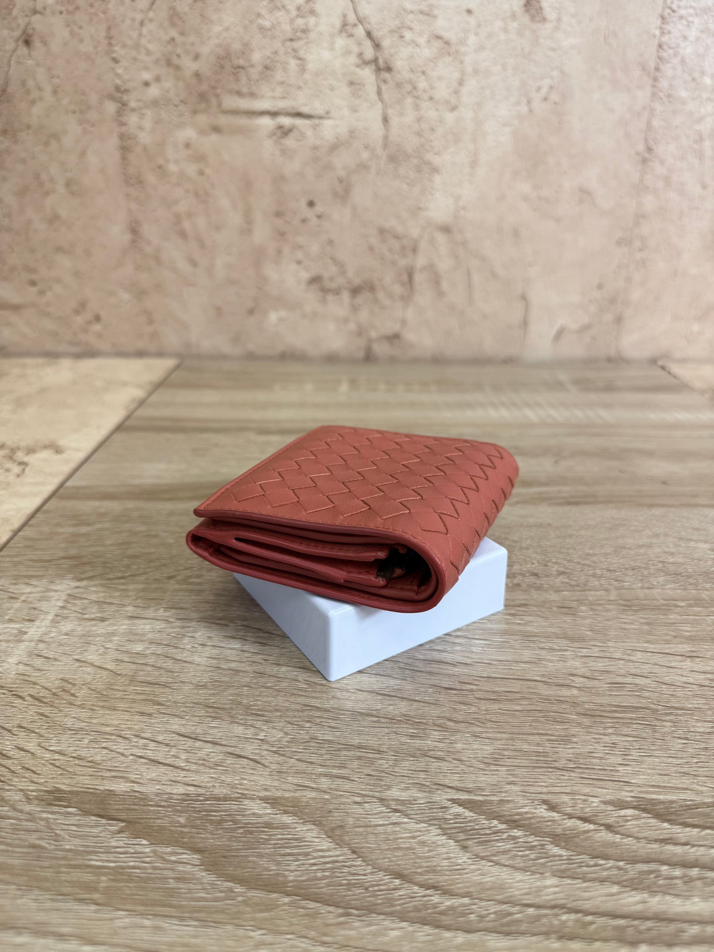 Bottega Veneta Pink Intrecciato Leather Compact Wallet