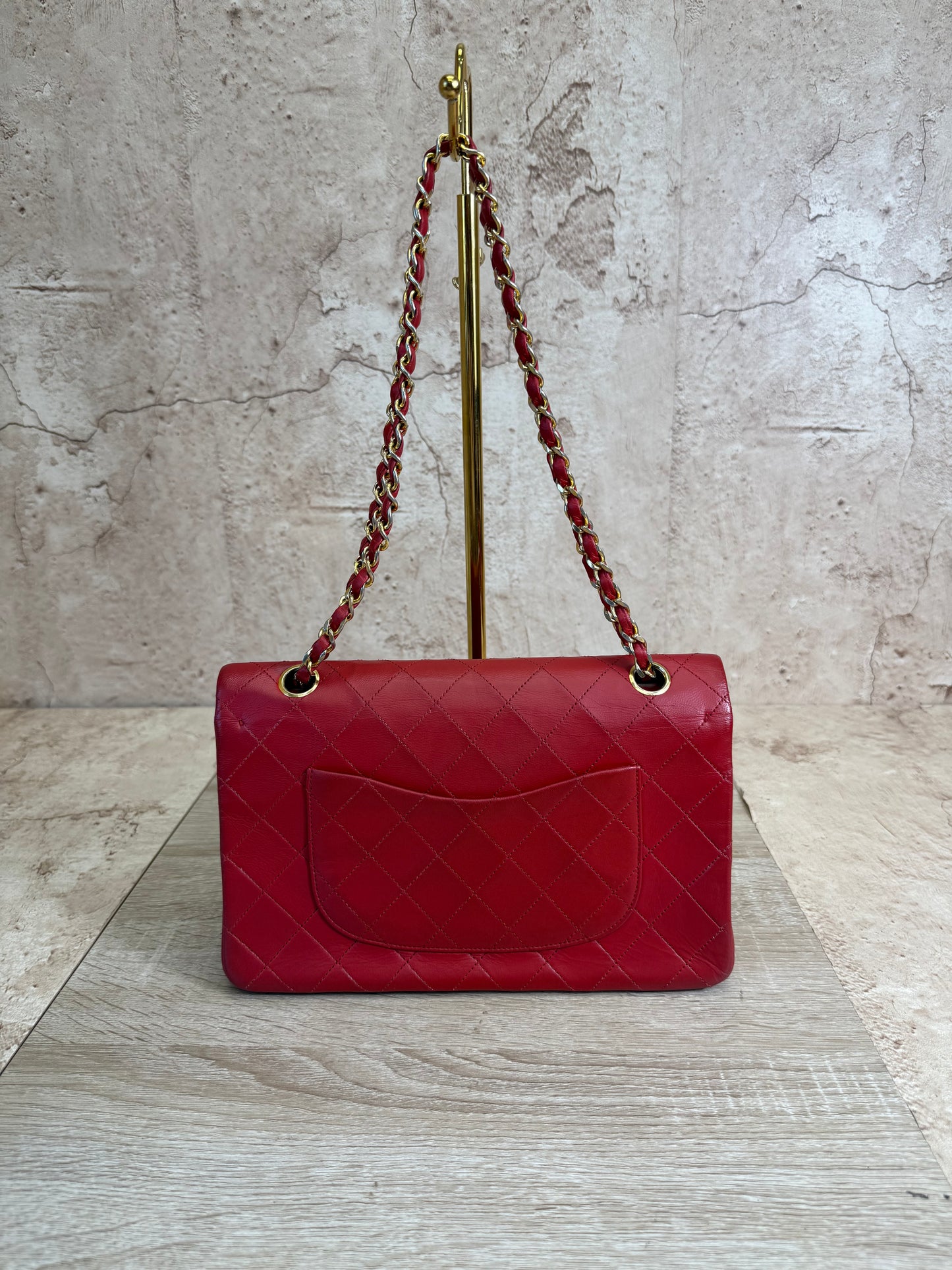 Chanel Red Calfskin Quilted Medium Double Flap Bag