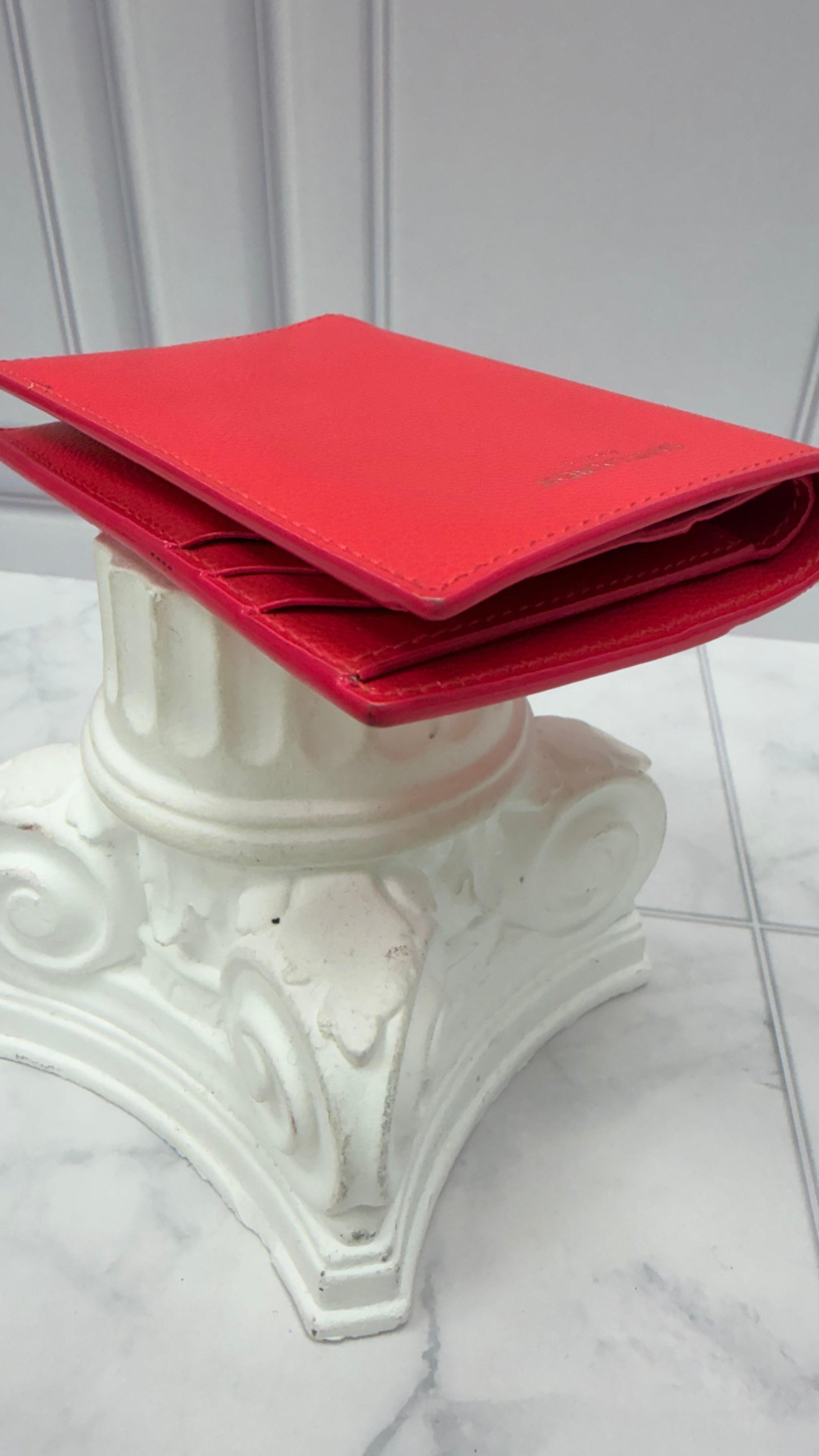 Saint Laurent YSL Hot Pink Pebbled Leather Card Case