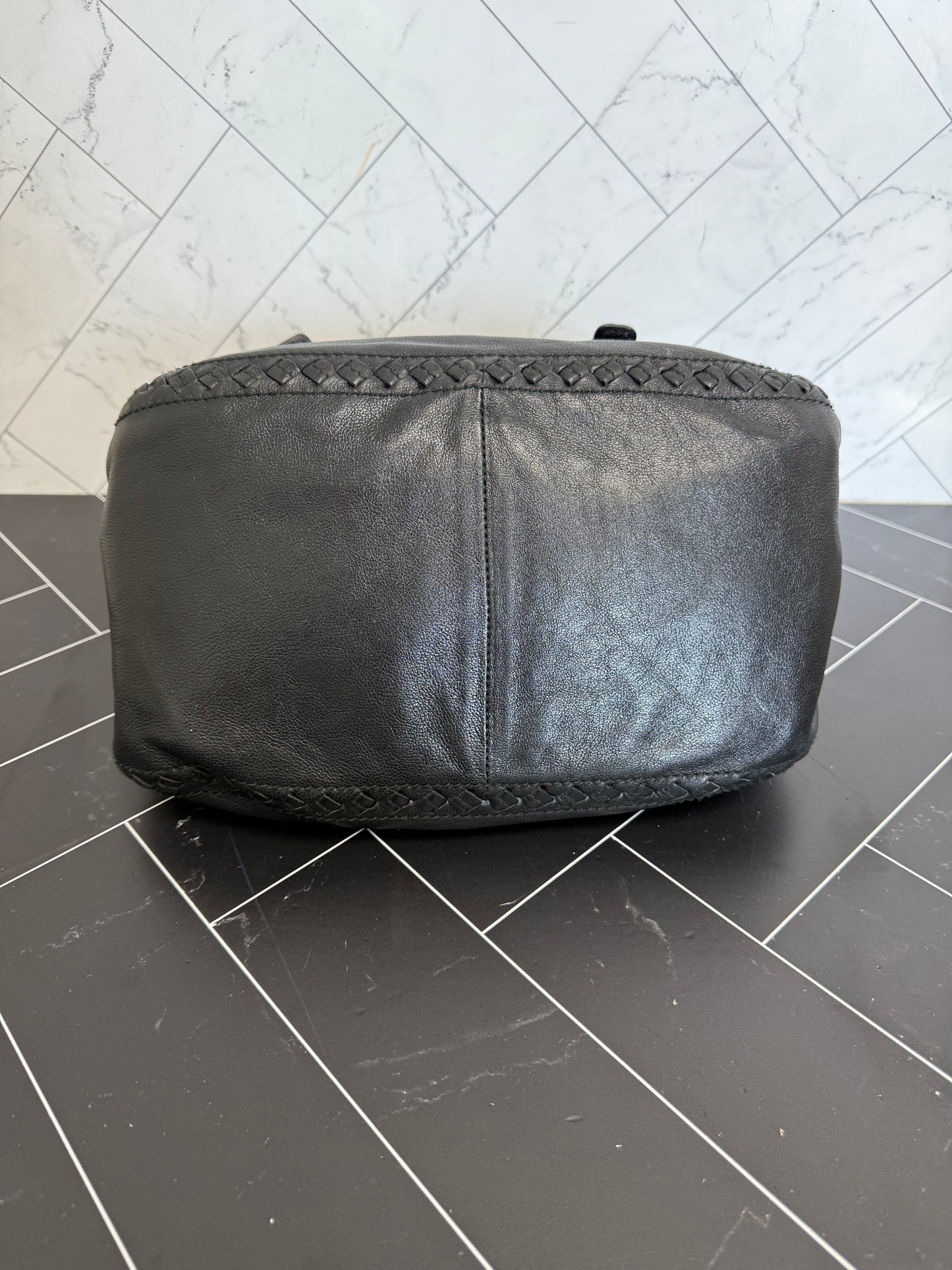 Bottega Veneta Black Intrecciato Leather Tote Bag