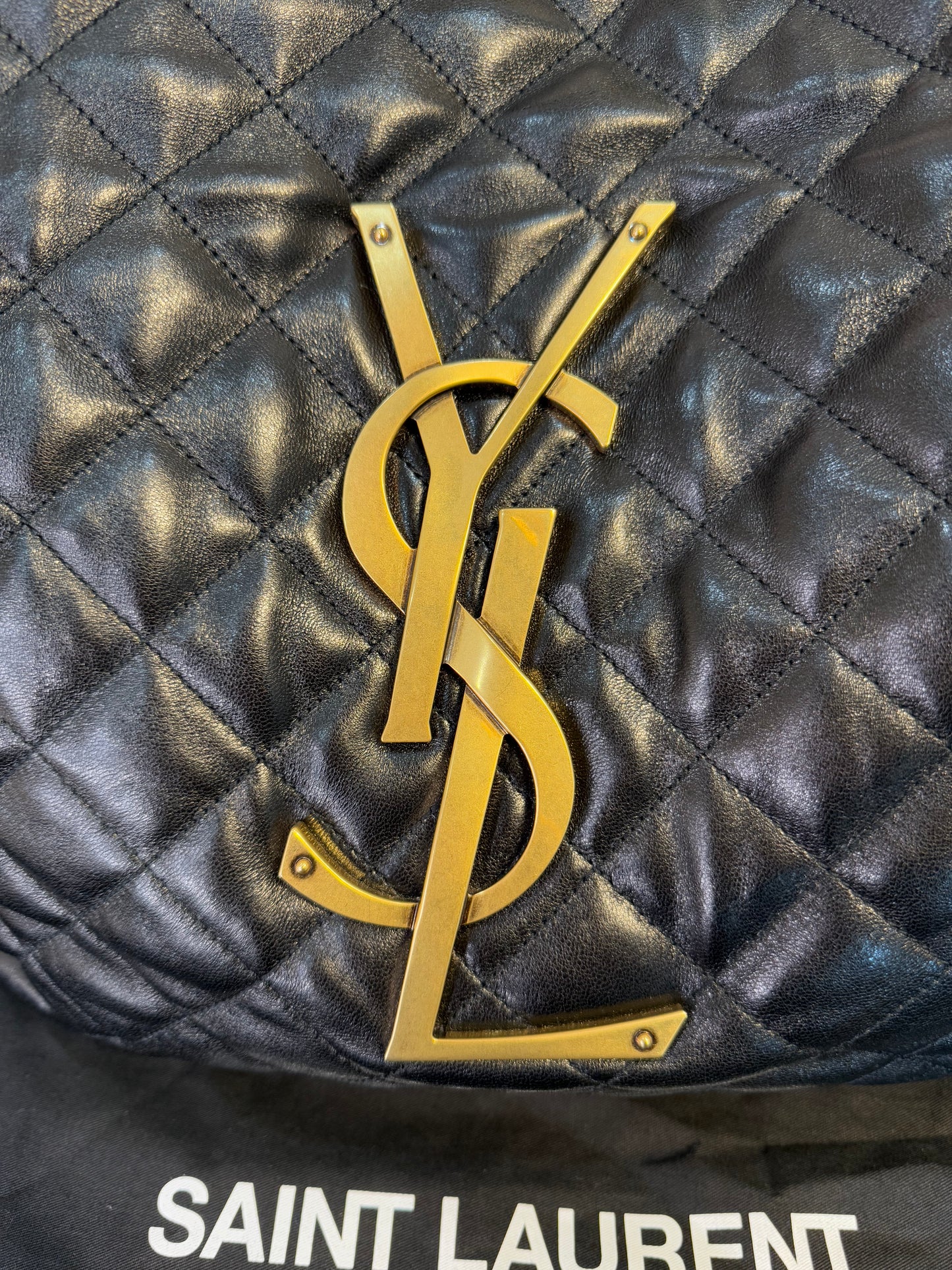 LIKE NEW- Saint Laurent YSL Black Quilted Leather Icare Maxi Tote