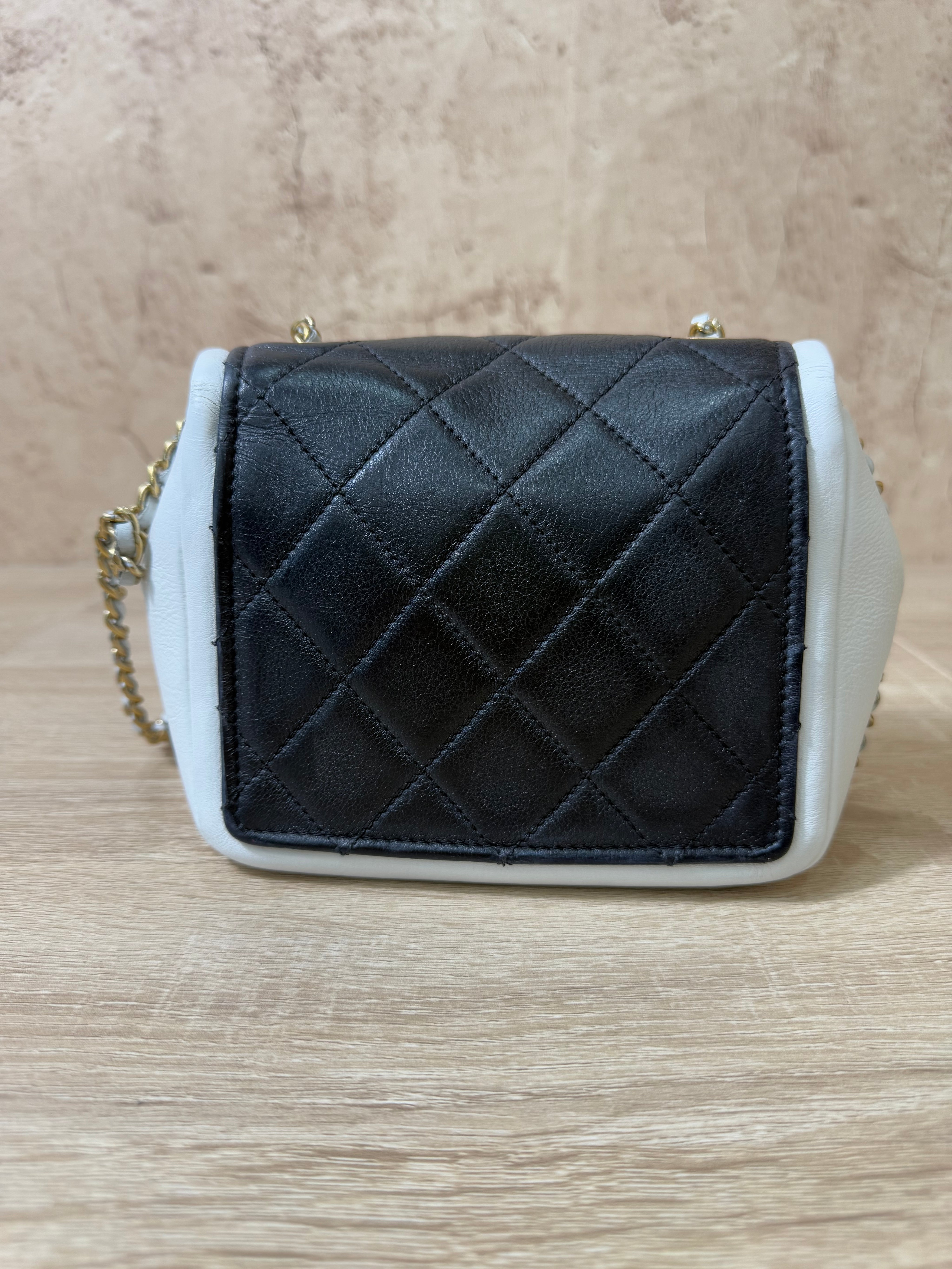 Chanel White & Black Lambskin Mini Flap Bag