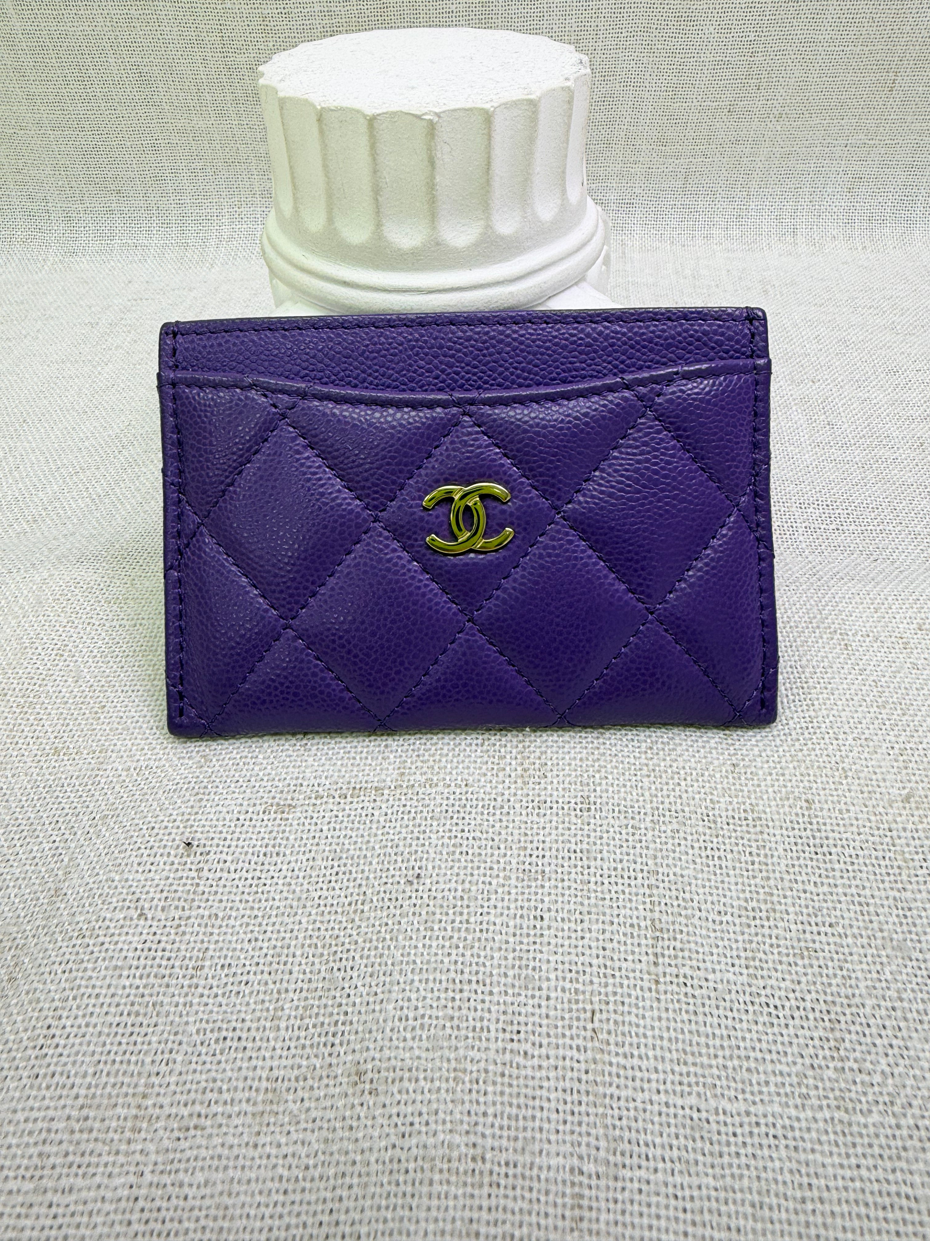 Chanel Purple Caviar Leather Card Case