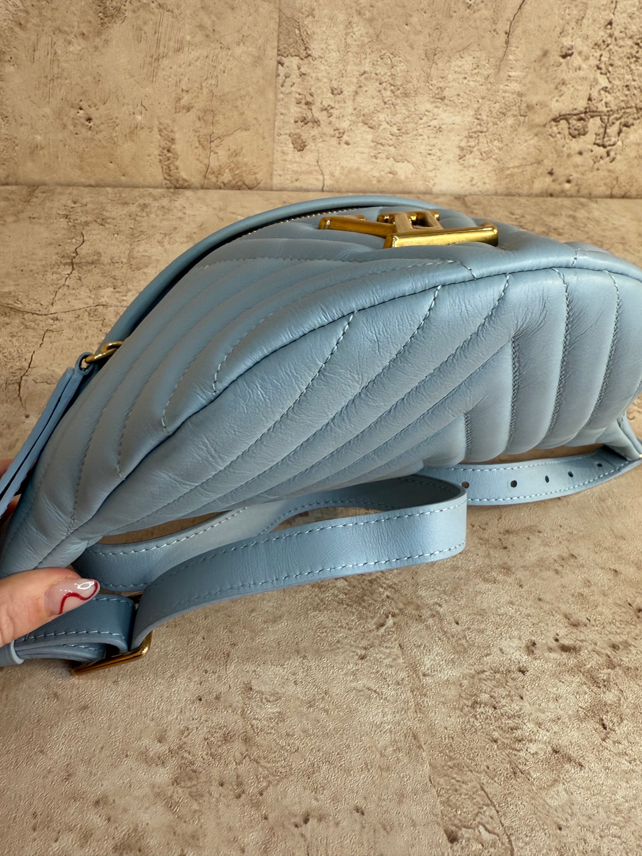 Louis Vuitton Blue Leather New Wave Quilted Bum Bag