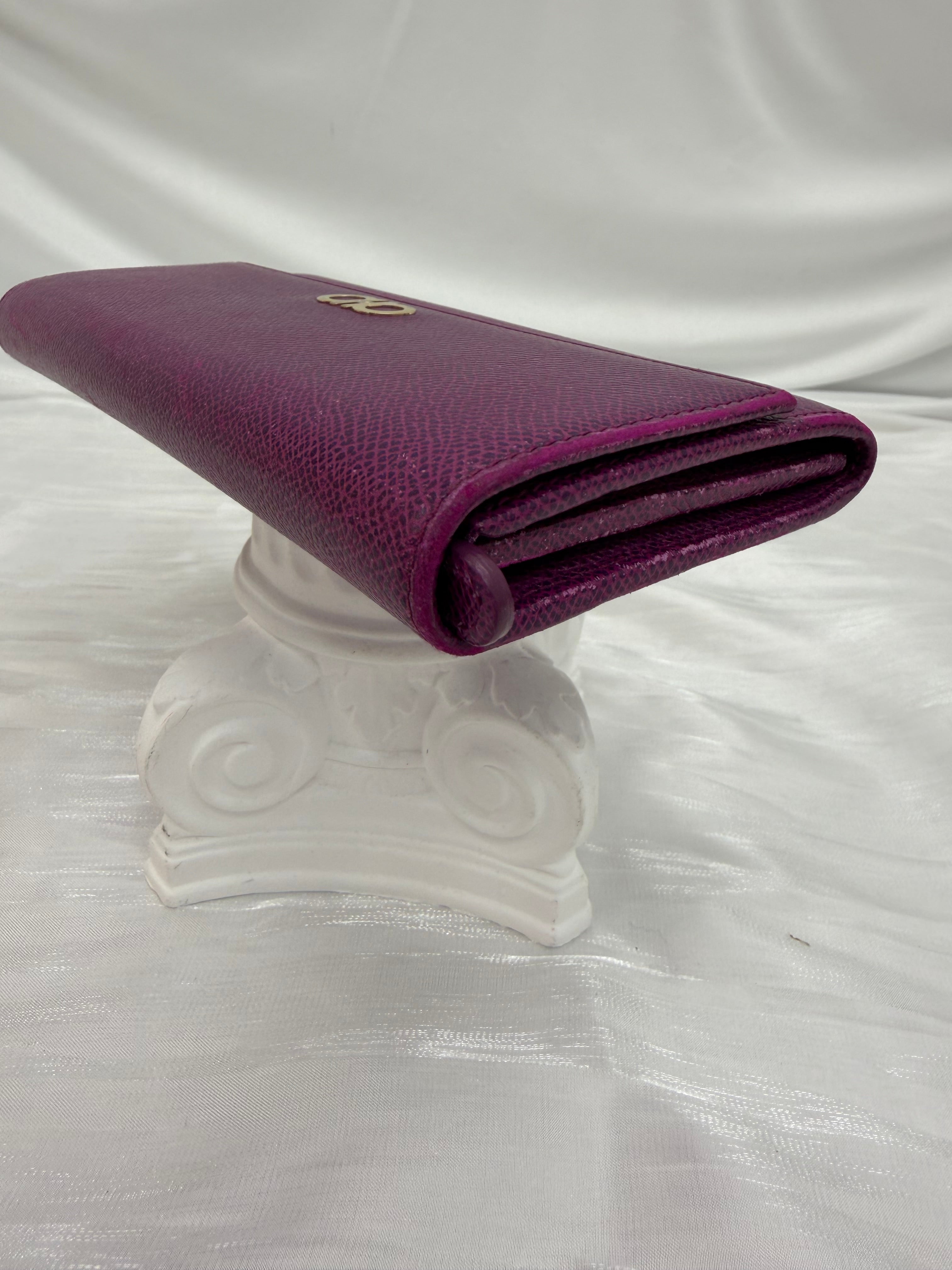 Salvatore Ferragamo Purple Leather Long Wallet