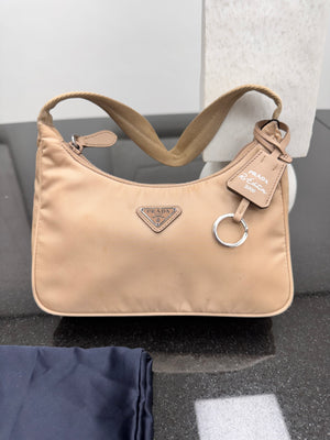 Prada Beige Nylon Re-Edition 2000 Nylon Shoulder Bag