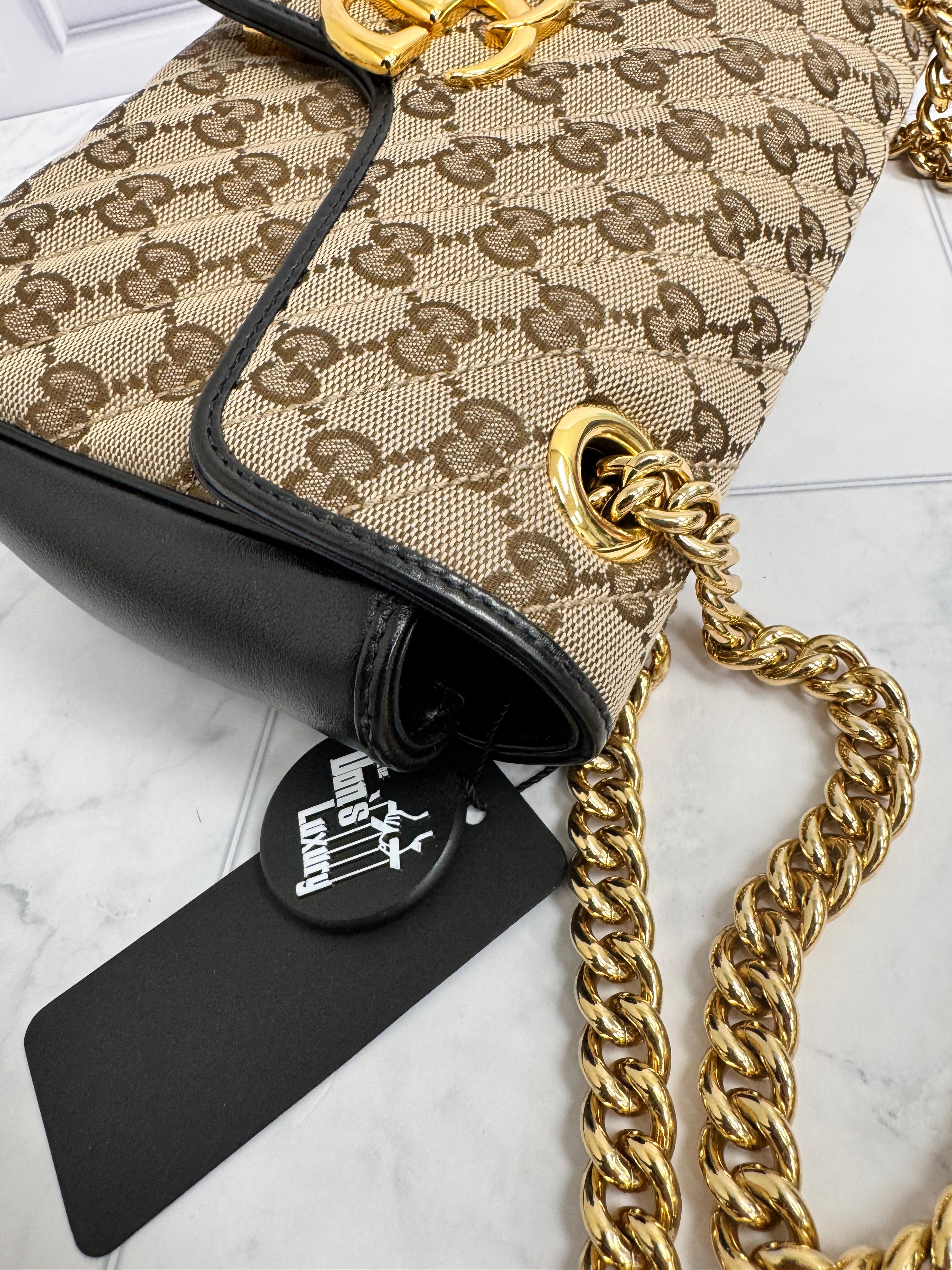 *DONS DROP* Gucci Brown Monogram Canvas GG Marmont Shoulder Bag