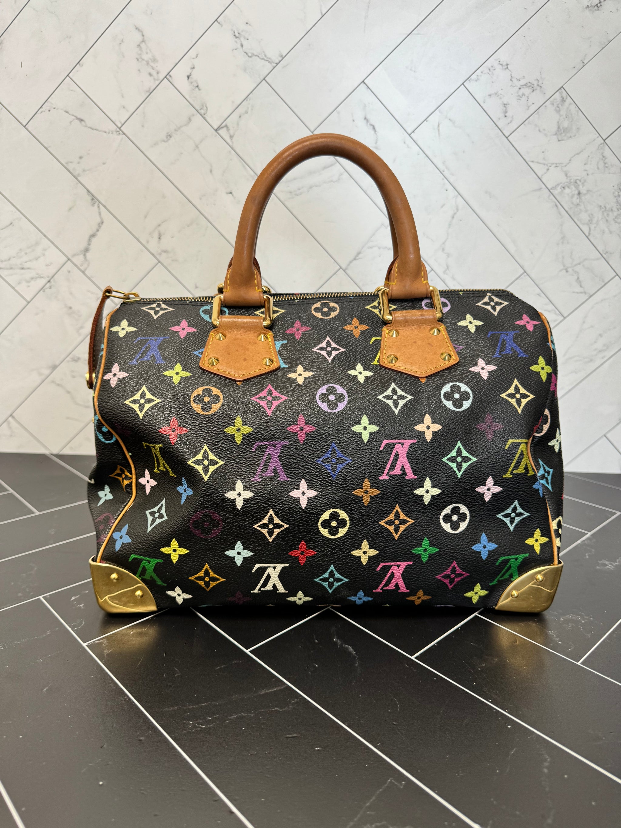 Louis Vuitton Black Multicolore Speedy 30