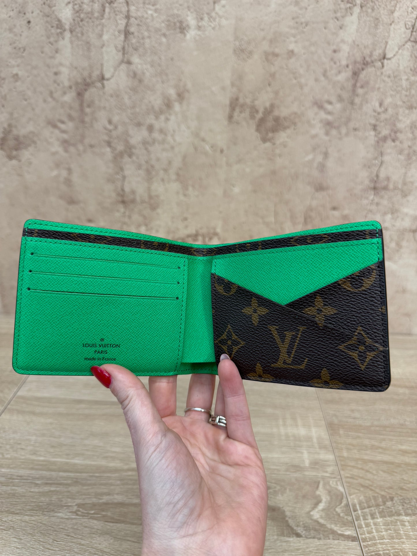 BRAND NEW- Louis Vuitton Monogram & Green Bifold