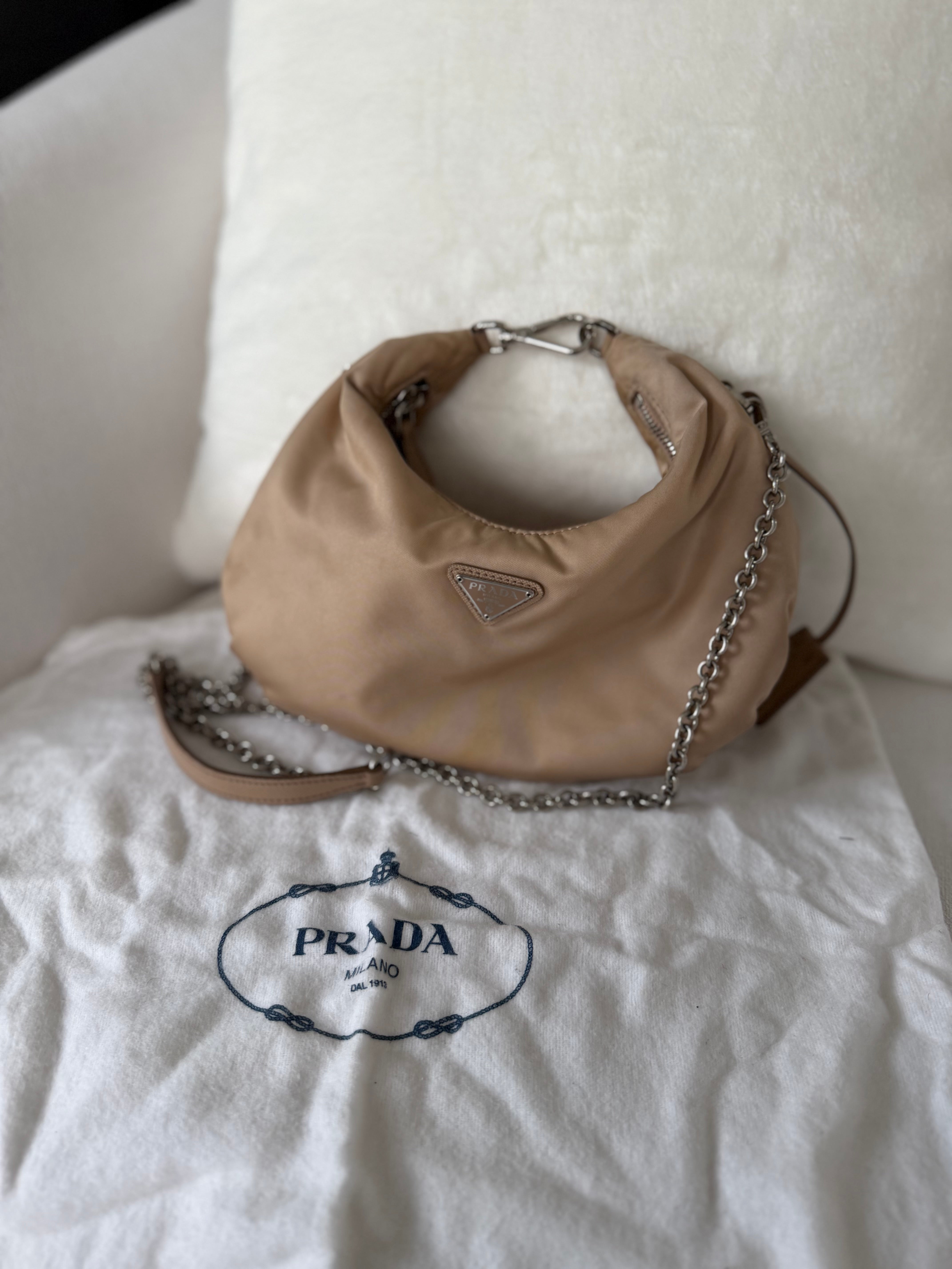 Prada Tan Nylon Re-Edition Curve Shoulder Bag
