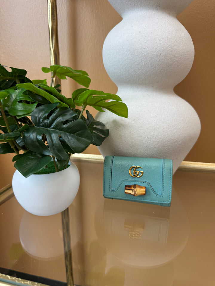 Gucci Turquoise Bamboo Key Case