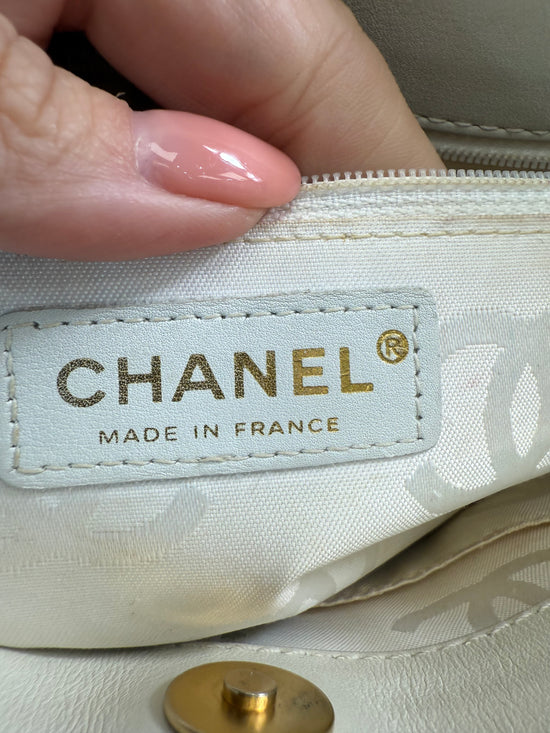 Chanel White Calfskin Wild Stitch Tote Bag