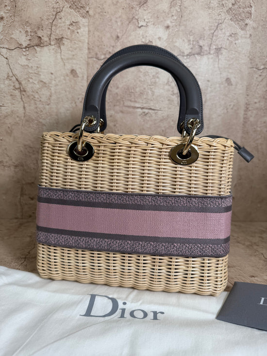 BRAND NEW Christian Dior Wicker Pink Medium Lady Dior