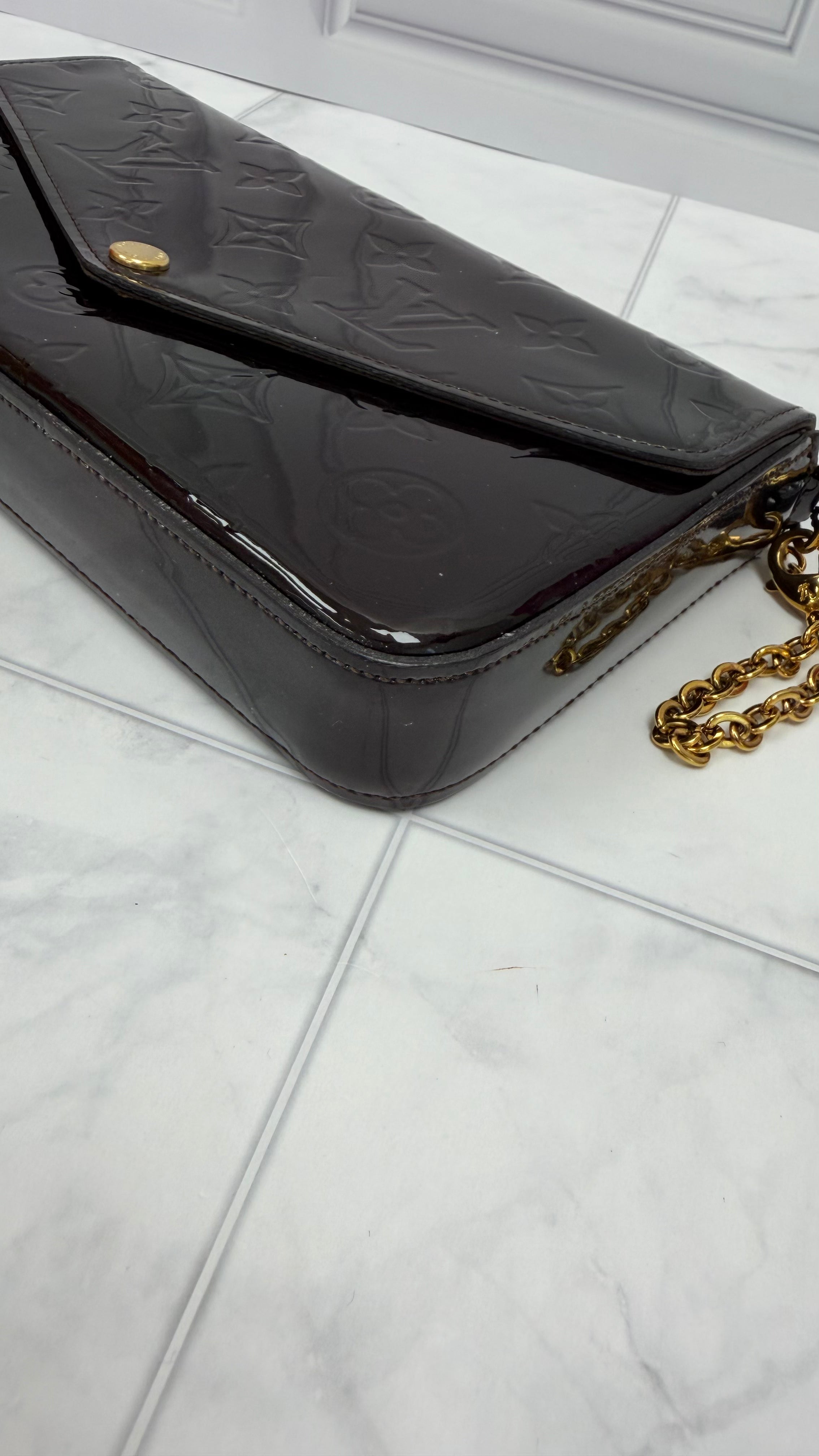 *DONS DROP* Louis Vuitton Dark Plum Monogram Vernis Felicie Pochette Crossbody