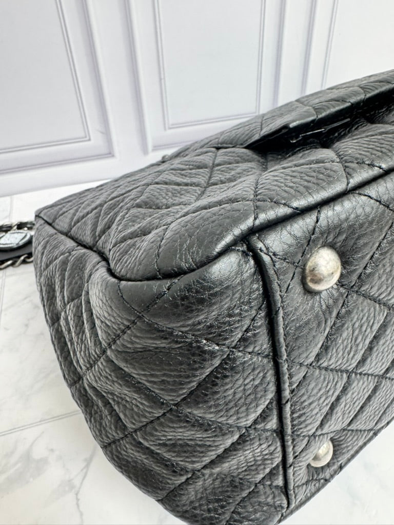 Chanel Black Diamond Quilted Grained Leather Airlines XXL Travel Flap Bag