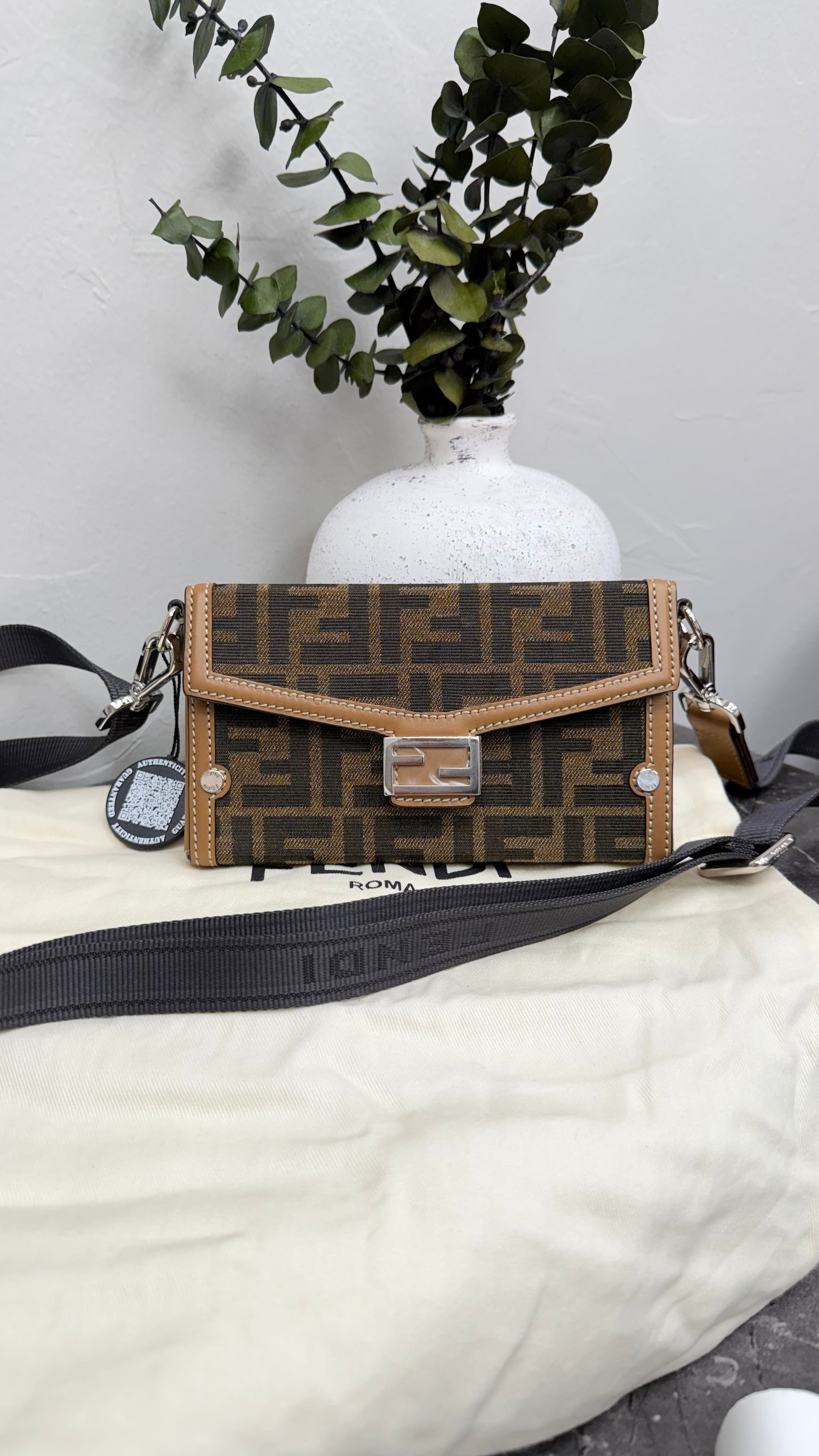 *DONS DROP* BRAND NEW- Fendi Brown Zucca Canvas & Leather Baguette Soft Trunk Crossbody