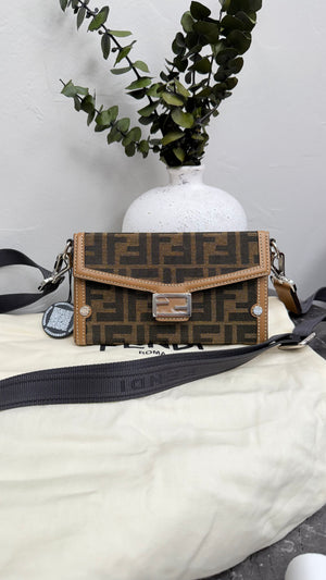 *DONS DROP* BRAND NEW- Fendi Brown Zucca Canvas & Leather Baguette Soft Trunk Crossbody