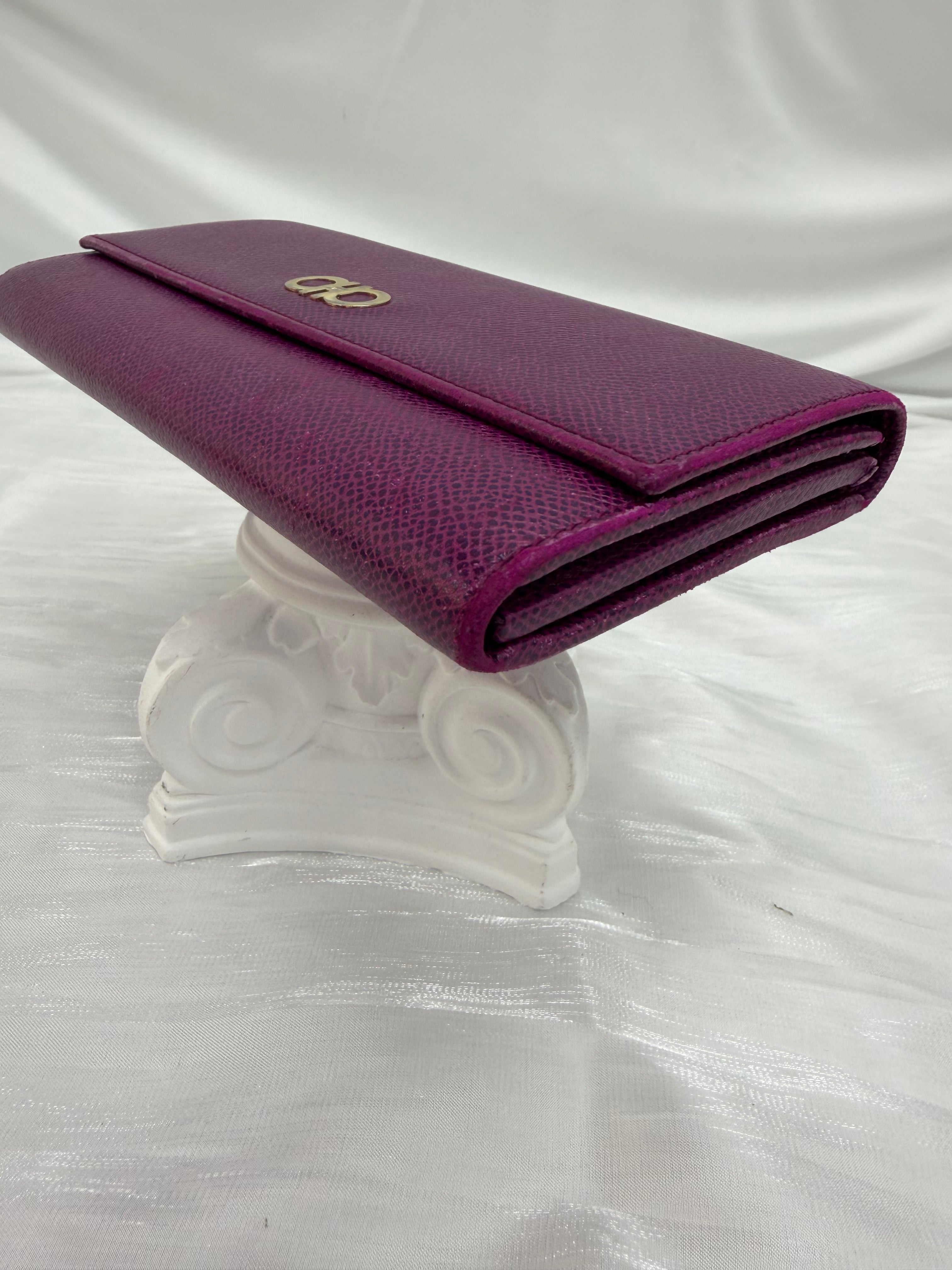 Salvatore Ferragamo Purple Leather Long Wallet