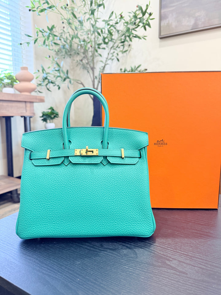 LIKE NEW Hermes Vert Verone Birkin 25 Togo Leather