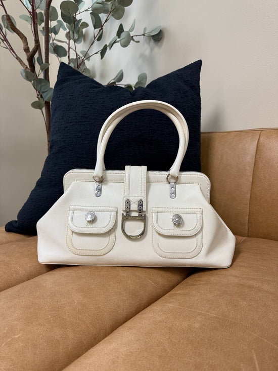 Christian Dior Ivory Leather Flight Shoulder Bag