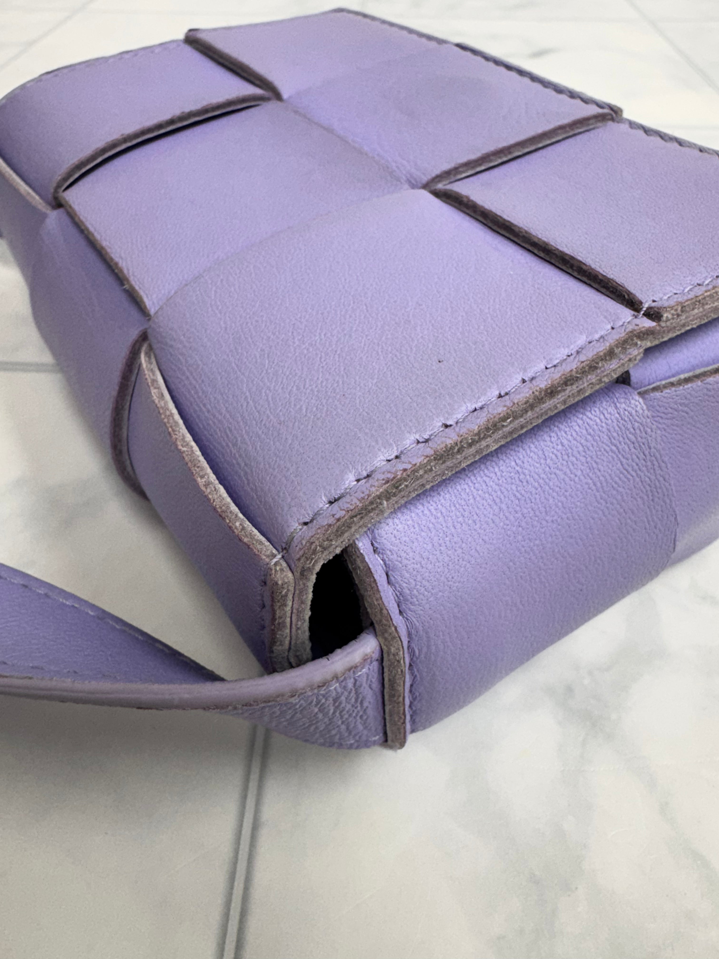 Bottega Veneta Light Purple Intrecciato Leather Mini Cassette Crossbody Bag