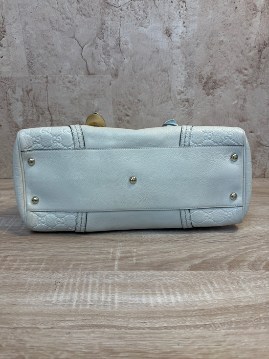 Gucci Cream Leather Horsebit Shoulder Bag