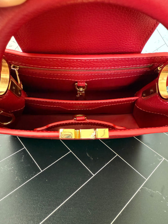 LIKE NEW- Louis Vuitton Red Leather Capucines BB