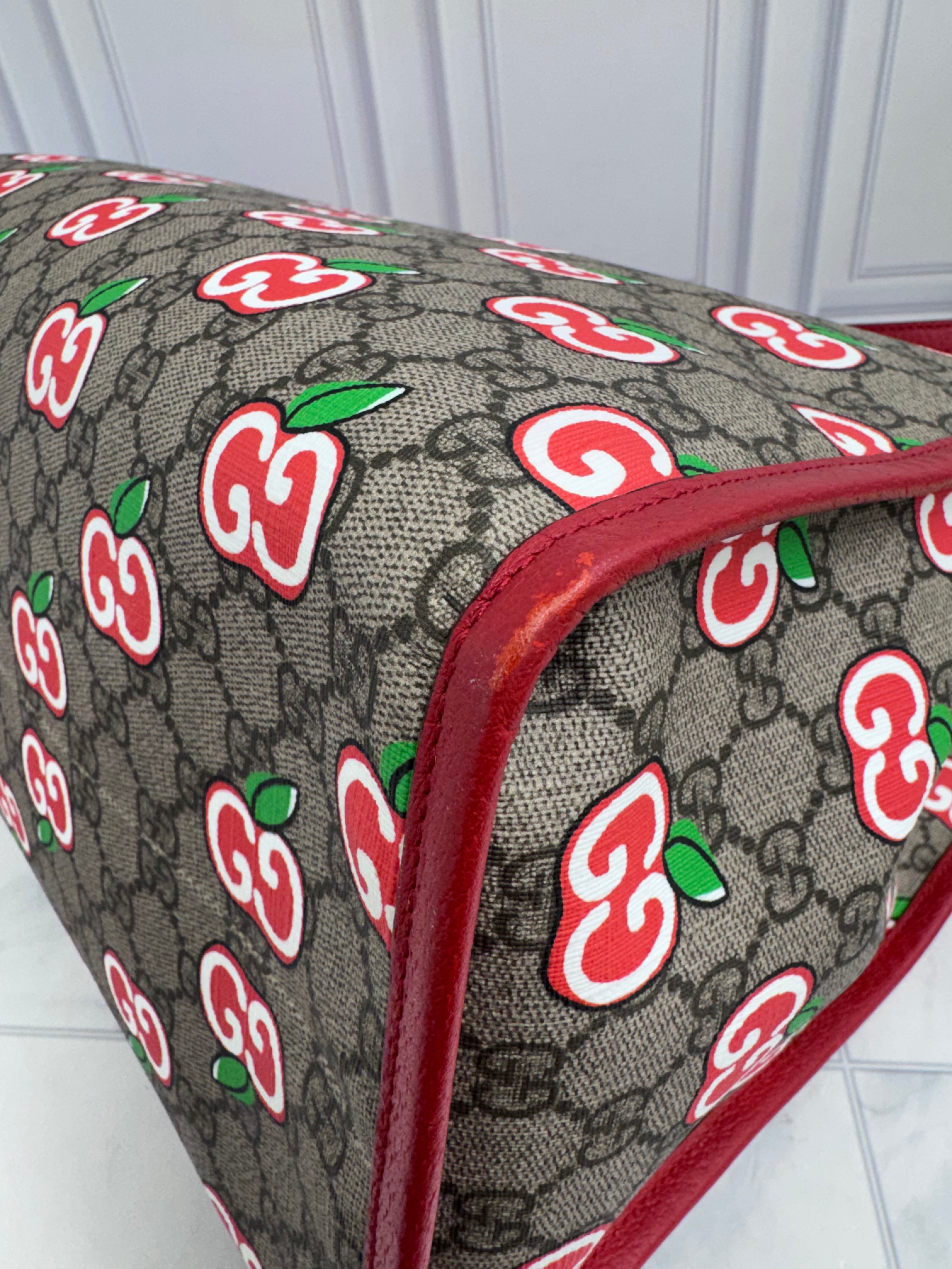Gucci GG Supreme Apple Monogram Large Open Tote Bag