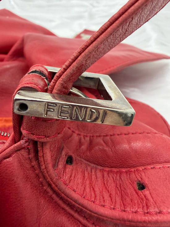 Fendi Red Leather Mama Baguette Handbag