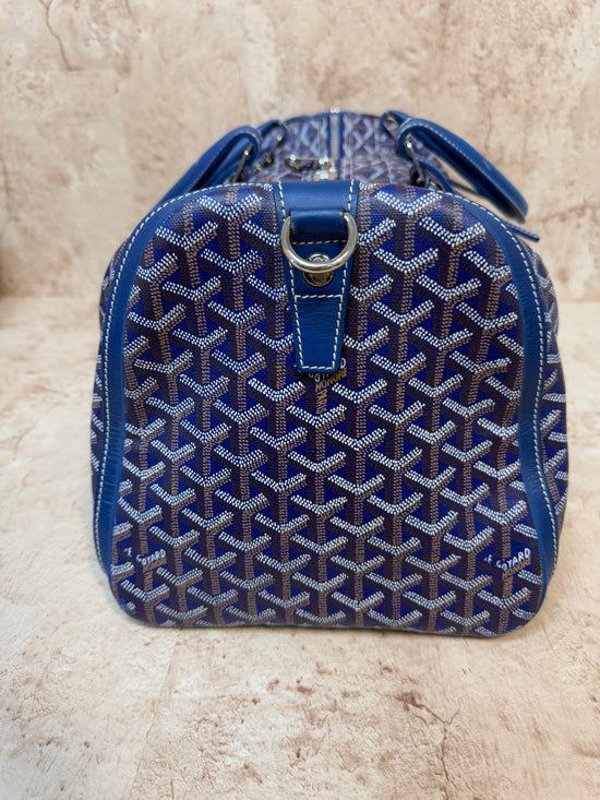 Goyard Navy Goyardine Leather Boston Bag