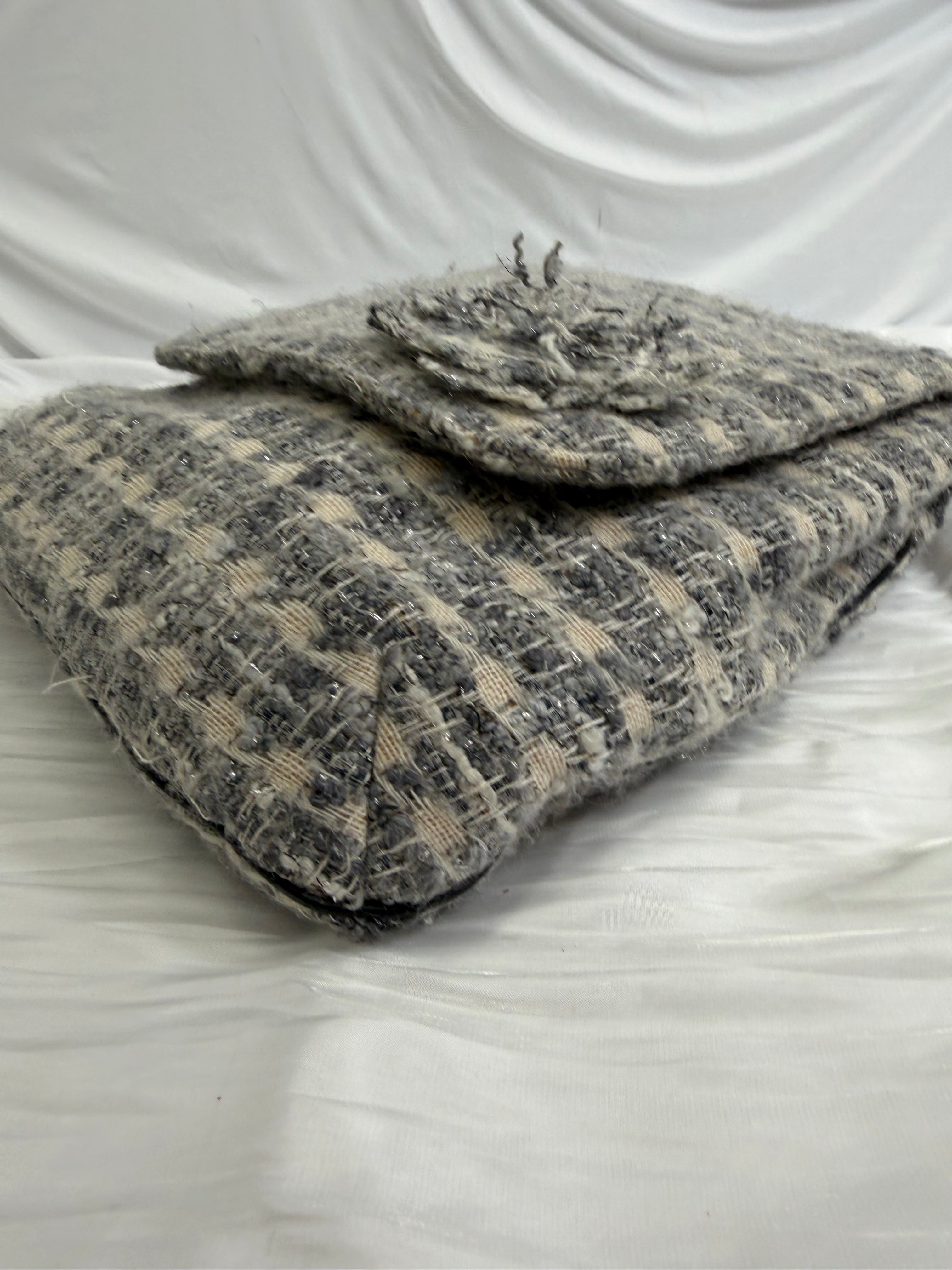 Chanel Gray Tweed Camellia Messenger Bag