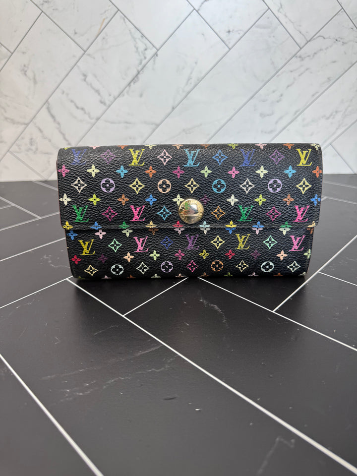 Louis Vuitton Black Multicolore Sarah Wallet