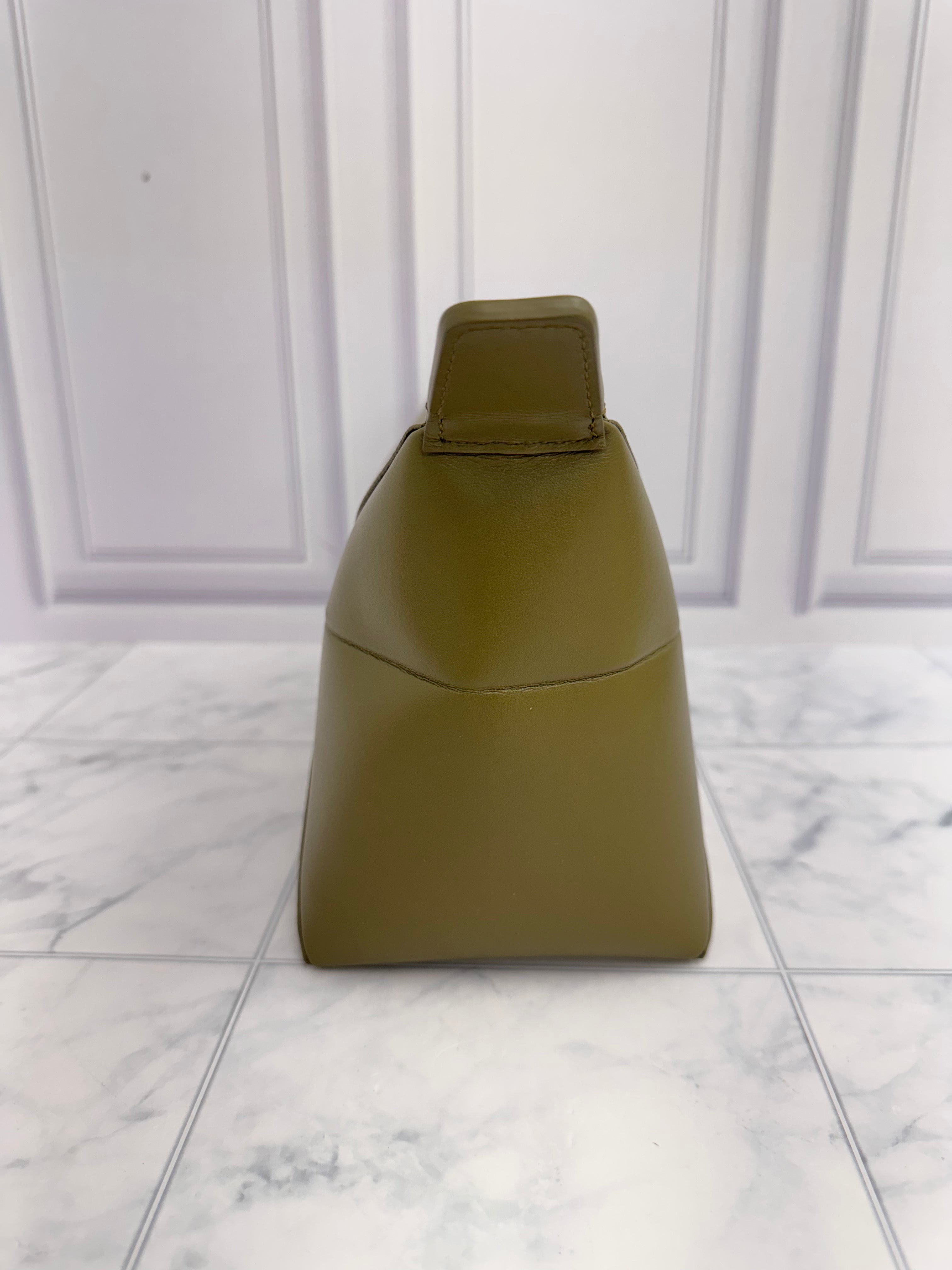 Loewe Green Leather Puzzle Fold Wash Bag