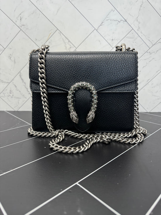 Gucci Black Leather Dionysus Crossbody Bag