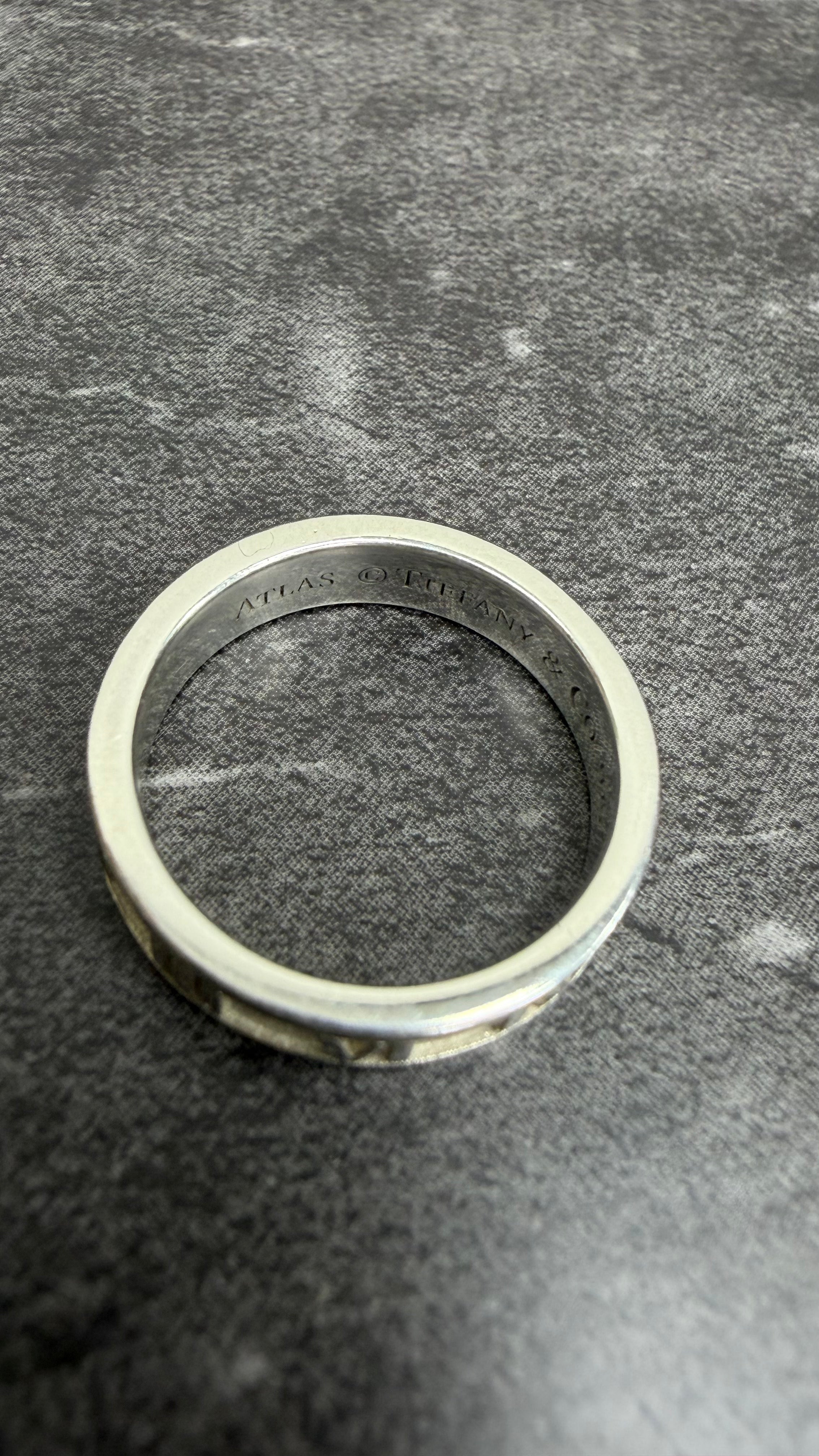 Tiffany & Co Sterling Silver Atlas Roman Numeral Ring Size 4
