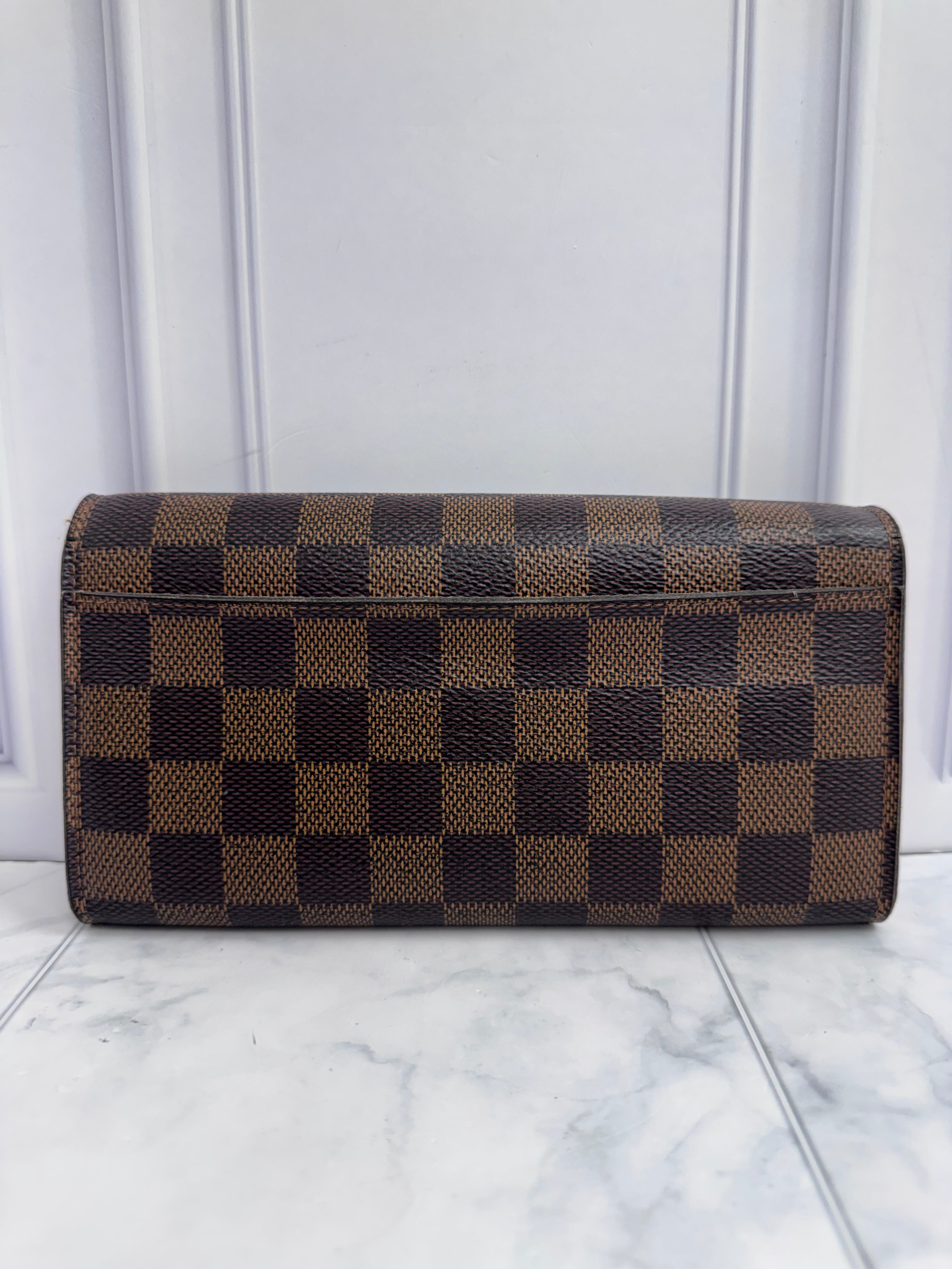 Louis Vuitton Damier Ebene & Pink Sarah Wallet