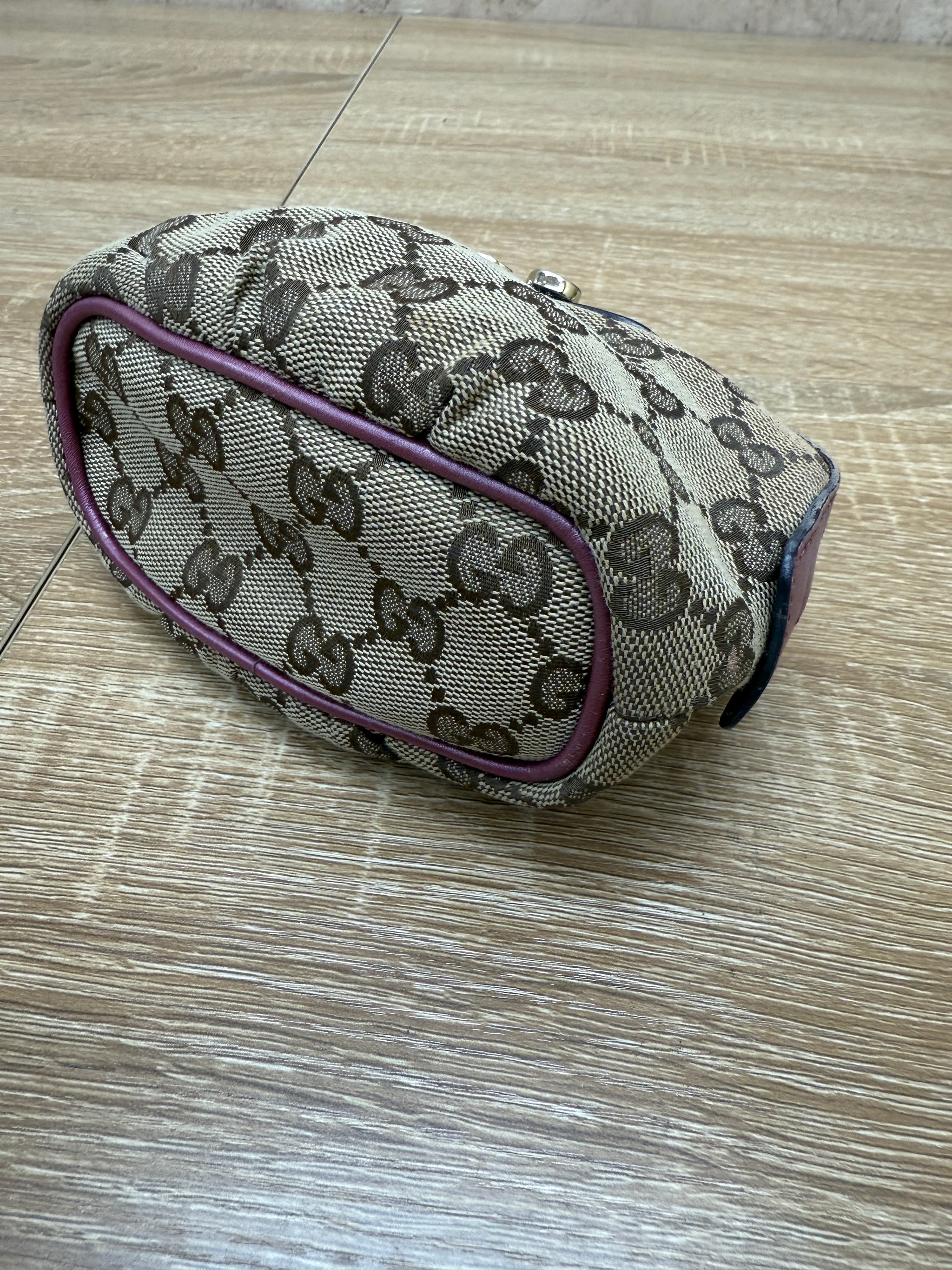 Gucci Canvas & Mauve Leather Cosmetic Pouch